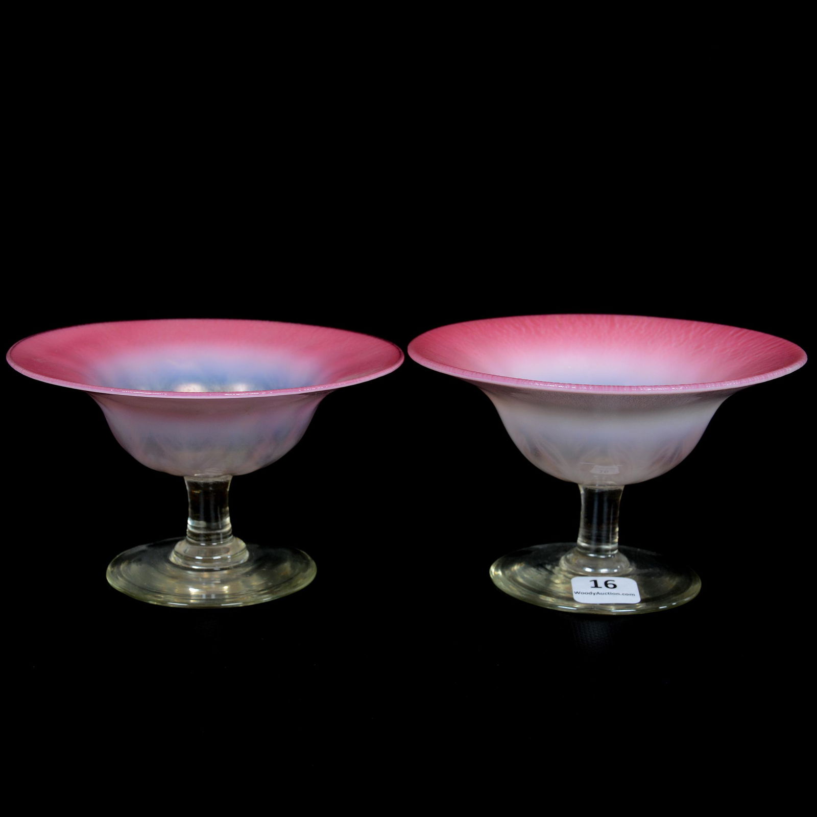Pair Compotes, Signed Tiffany Decorated Pastel (1 of 3)