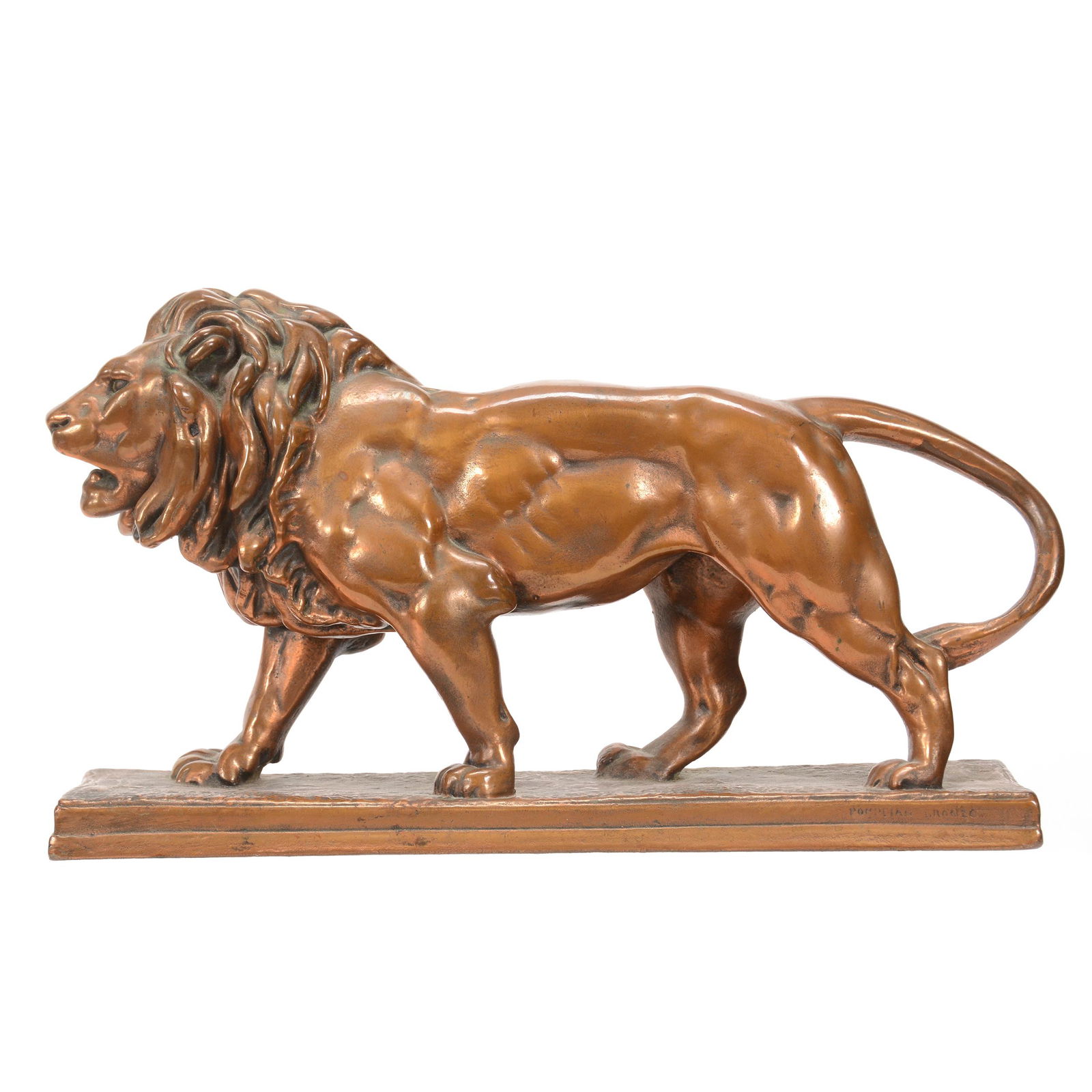 Lion Statue, Pompeian Bronze Titled Lion Qui Marche (1 of 5)