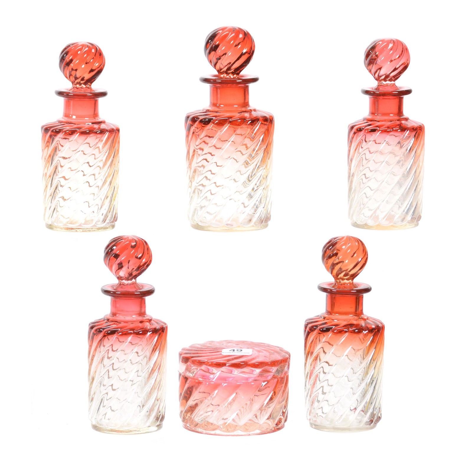 (6) Baccarat Rose Tiente Items, Swirl Mold (1 of 3)