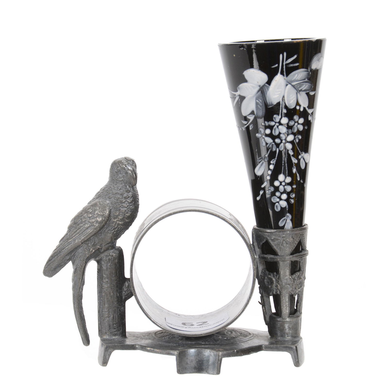 Silverplate Napkin Ring with Art Glass Vase (1 of 4)