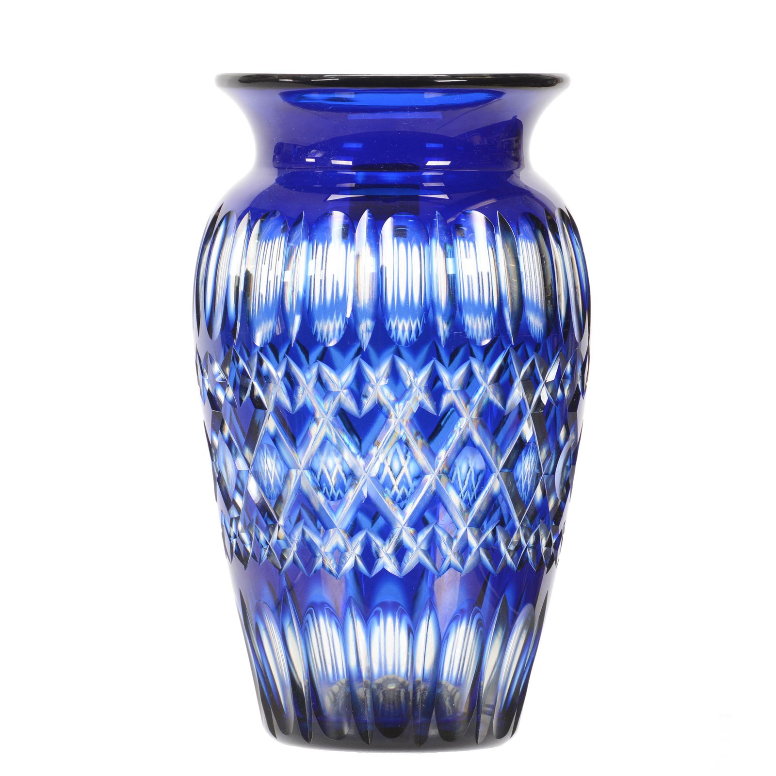 Vase, Signed Durand #1812-855-6 Blue Cut to Clear (1 of 3)