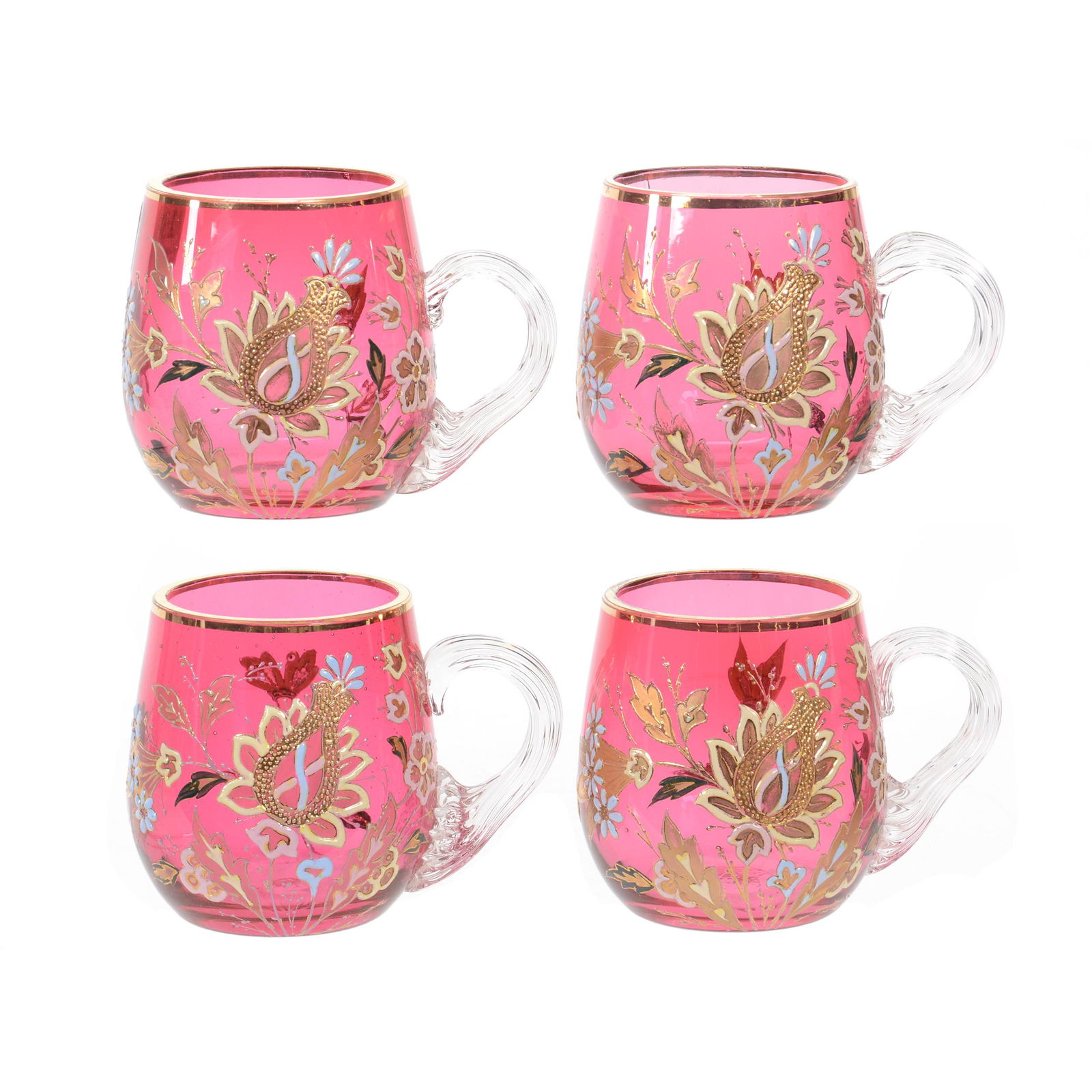 (4) Punch Cups, Cranberry Art Glass (1 of 3)