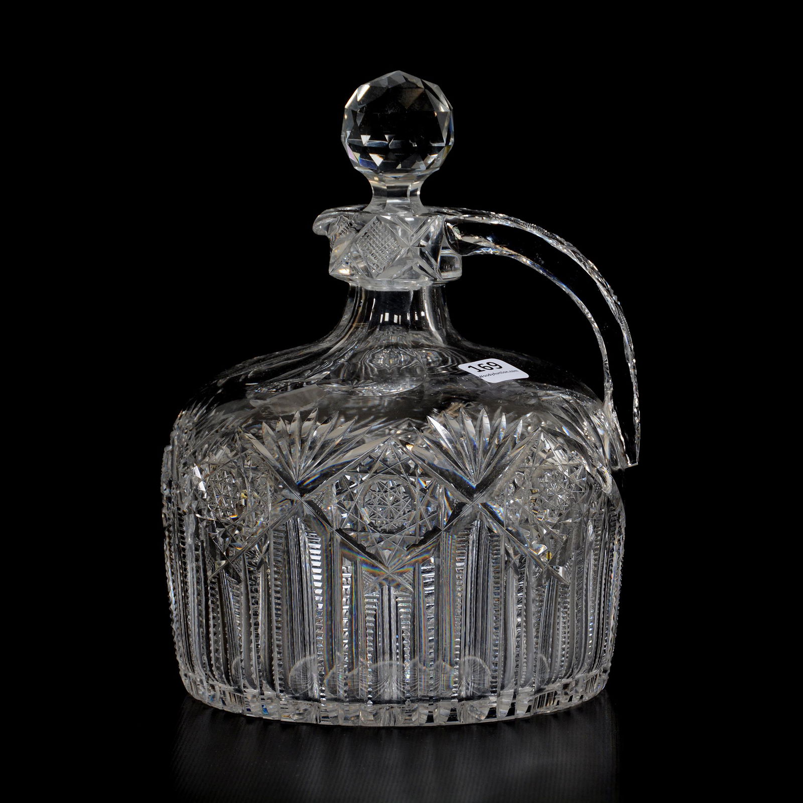 Whiskey Jug, American Brilliant Cut Glass, Signed J. (1 of 3)