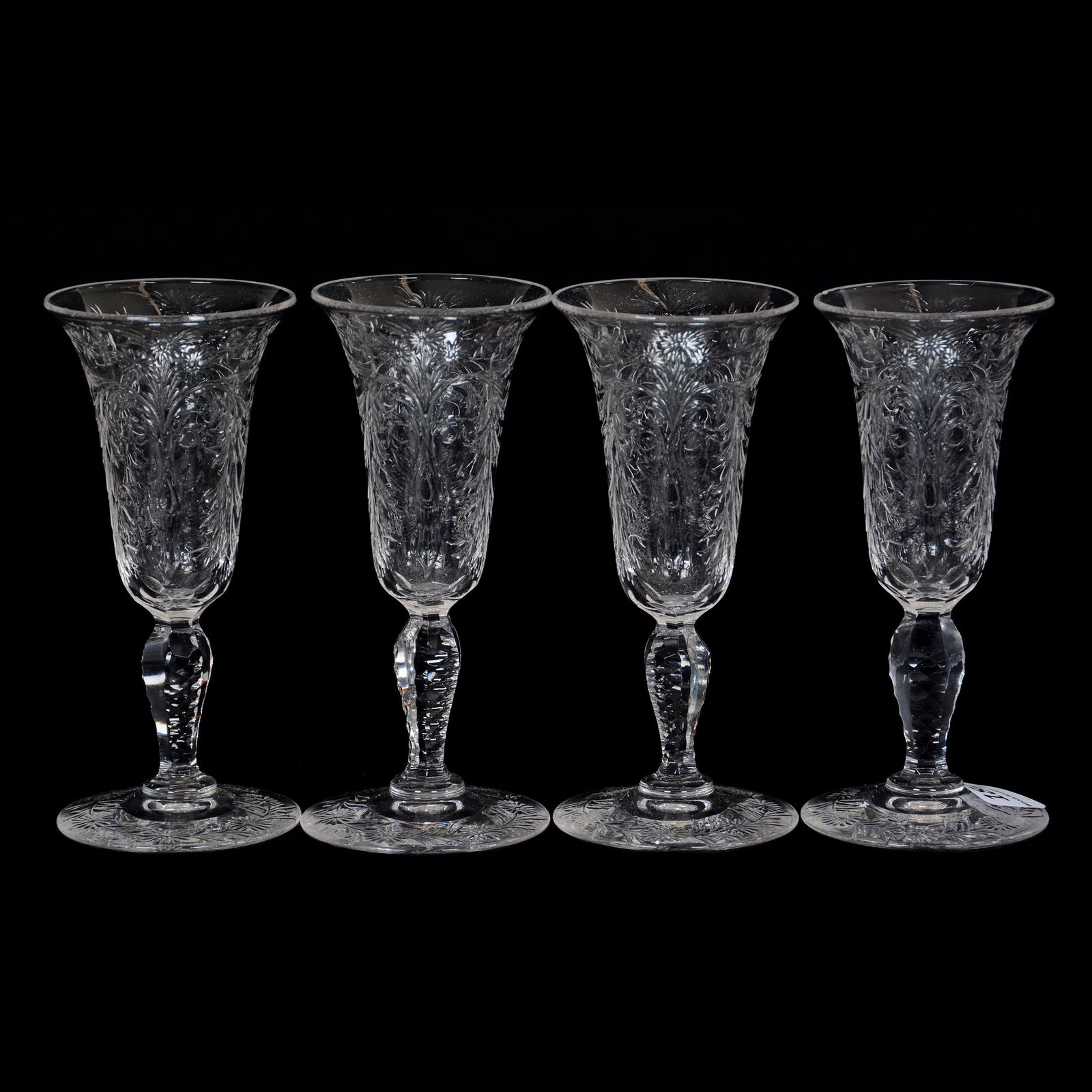 (4) Cordial Stems Signed Hawkes, American Brilliant Cut (1 of 4)