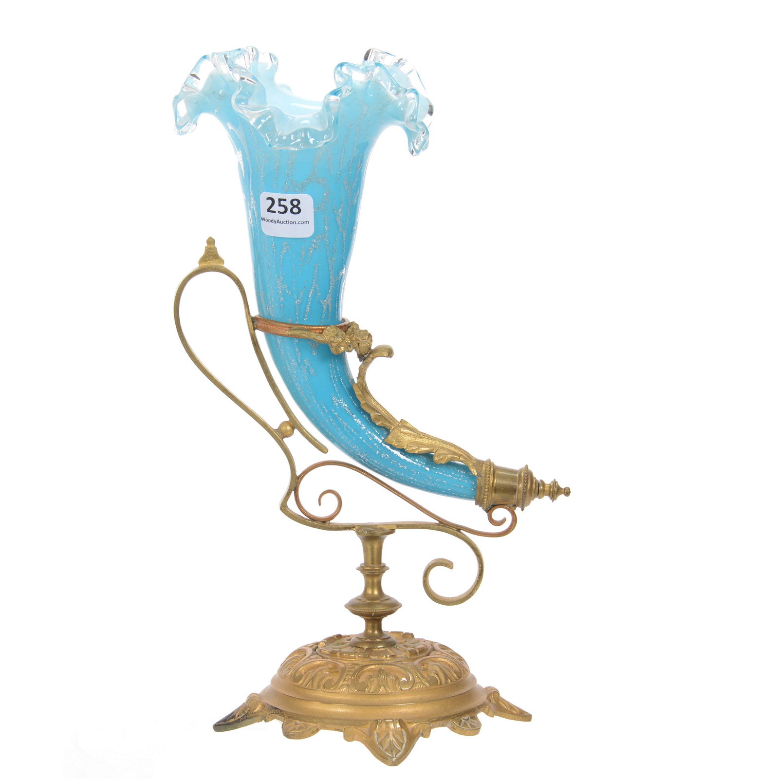 Victorian Art Glass Vase in Stand (1 of 2)