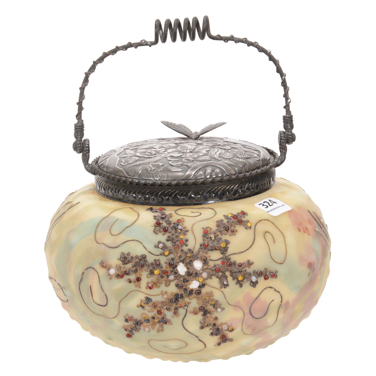 Cracker Jar, Unmarked Crown Milano Art Glass (1 of 3)