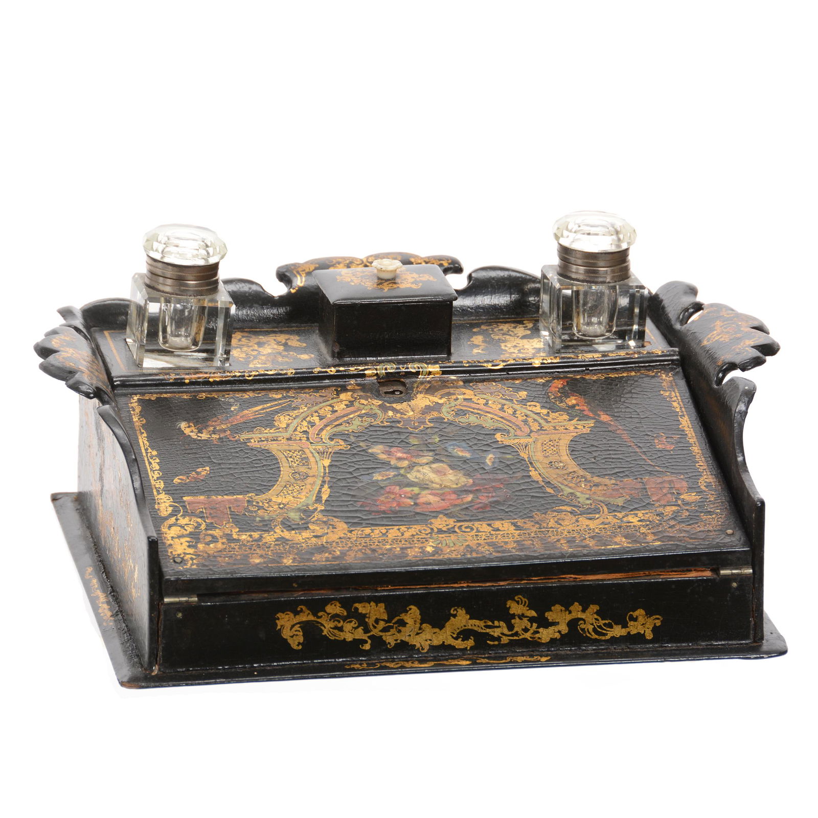 Travel Desk Set, Ebony Decorated Lacquer (1 of 5)