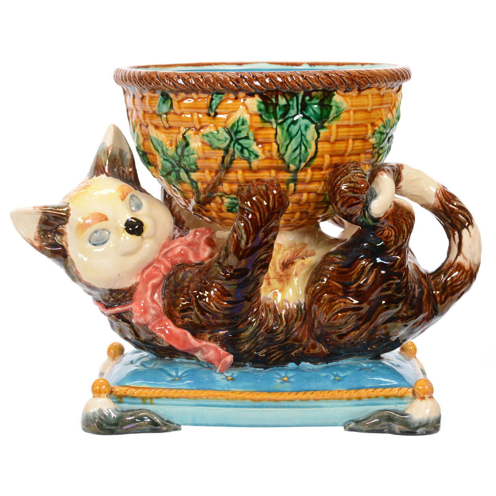 Figural Majolica Center Bowl Marked Minton (1 of 4)