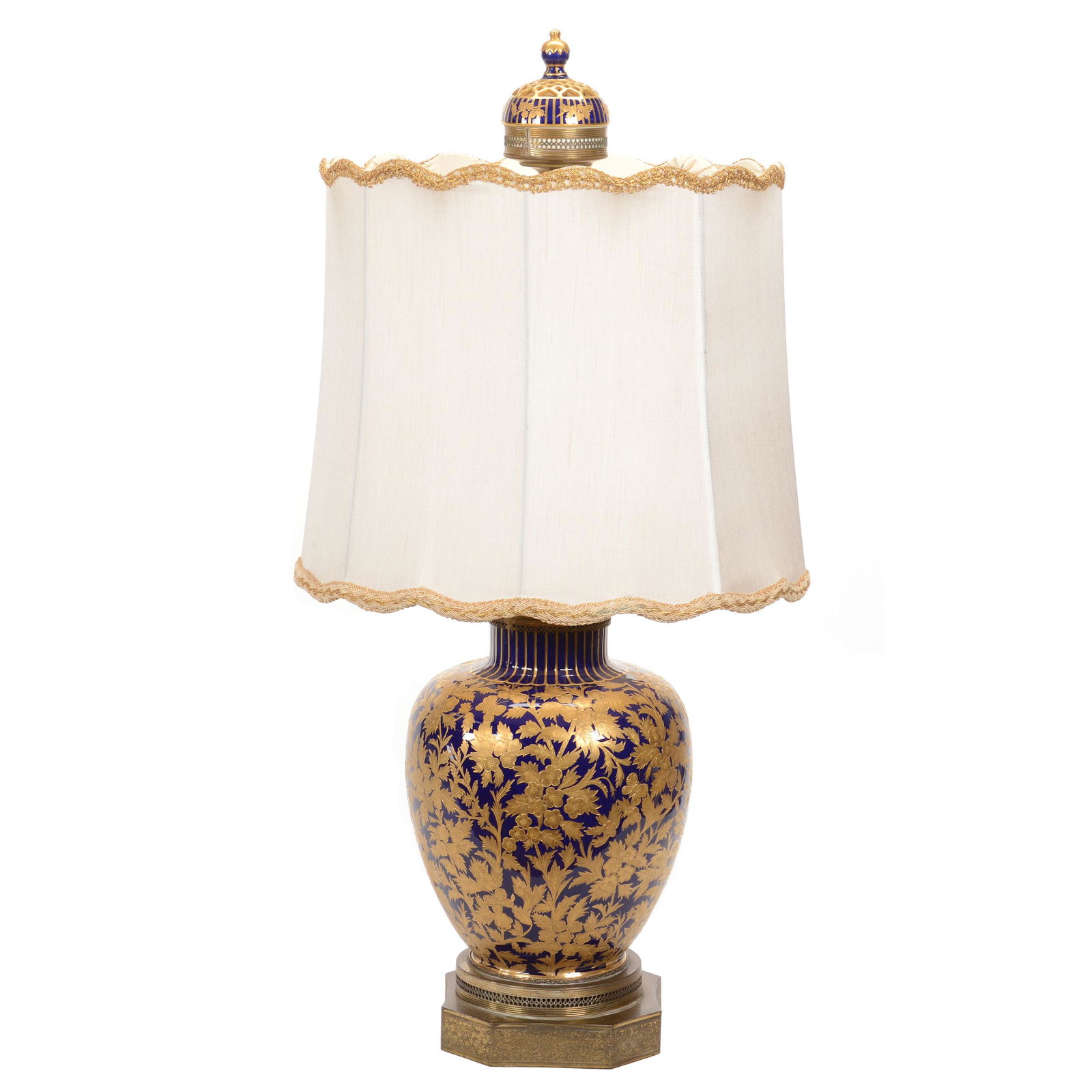 Table Lamp, Cobalt Blue Porcelain with Gold (1 of 5)