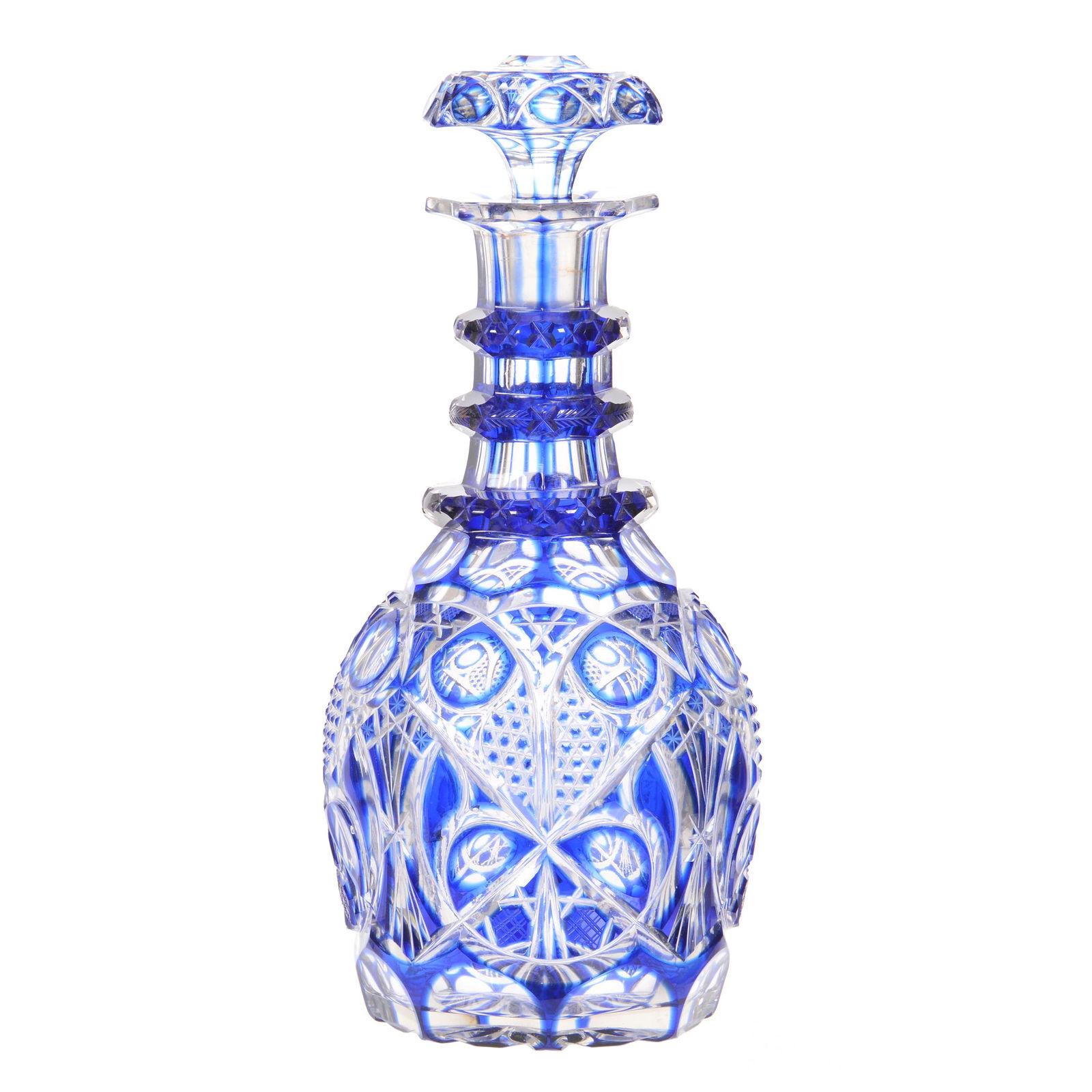 Decanter, Blue Cut to Clear (1 of 4)