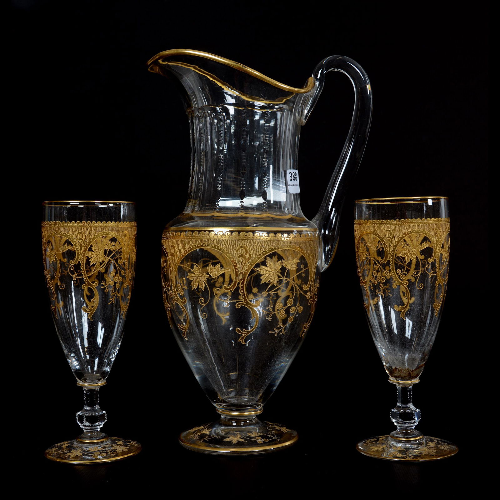 Water Set, Clear Crystal with Gold Brocade & Enamel (1 of 3)