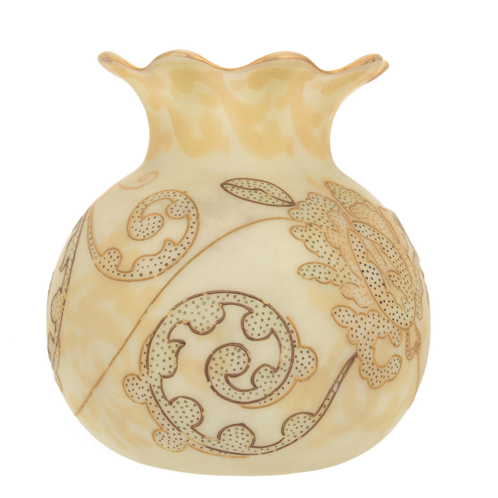 Vase, Unmarked Crown Milano Art Glass (1 of 4)