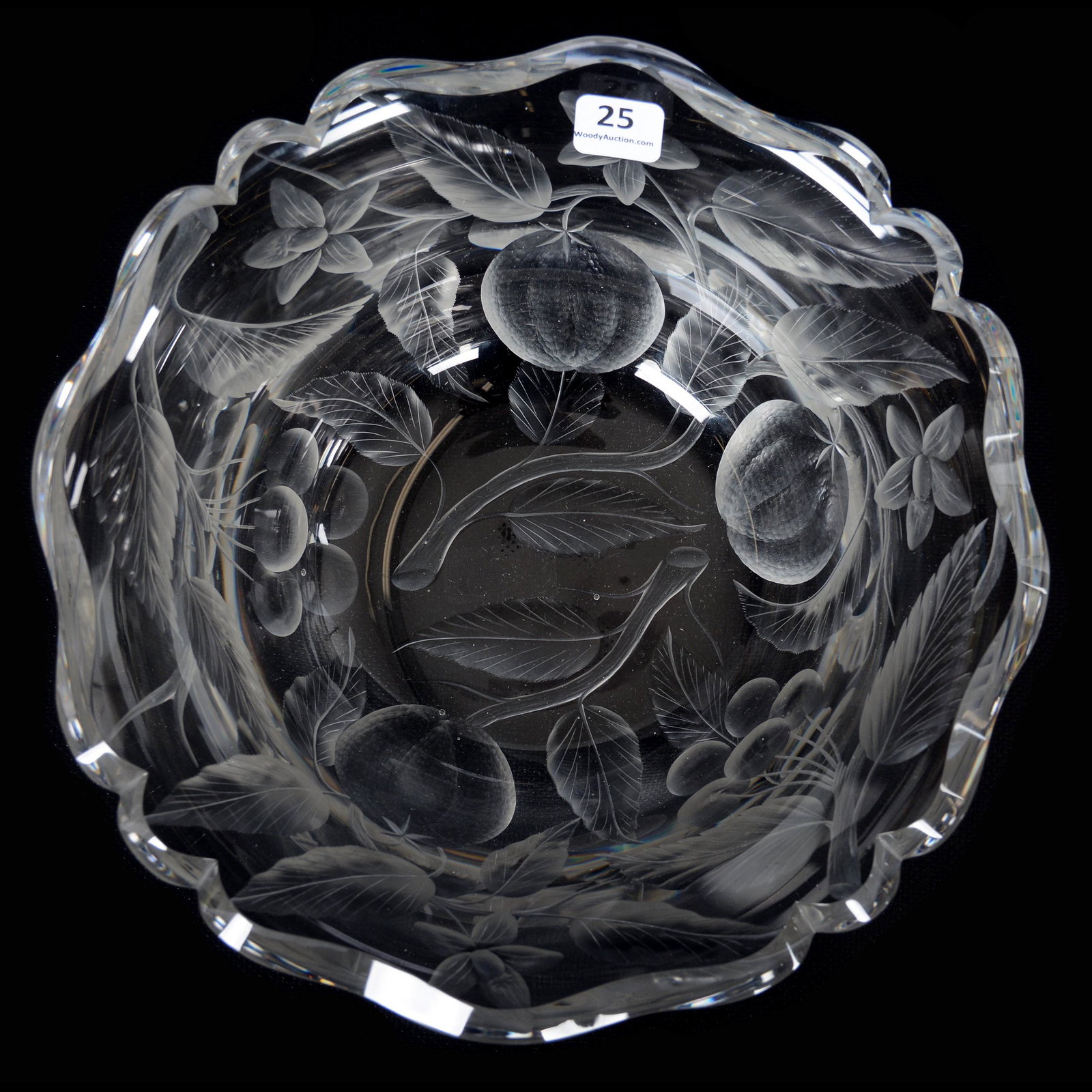 Bowl, ABCG, Deep Intaglio Fruit, Tuthill Quality: Bowl, American Brilliant Cut Glass, Deep Intaglio Fruit, Tuthill Quality, 4" x 10', Total Weight Of Over Seven Pounds, Private Collection, KS.