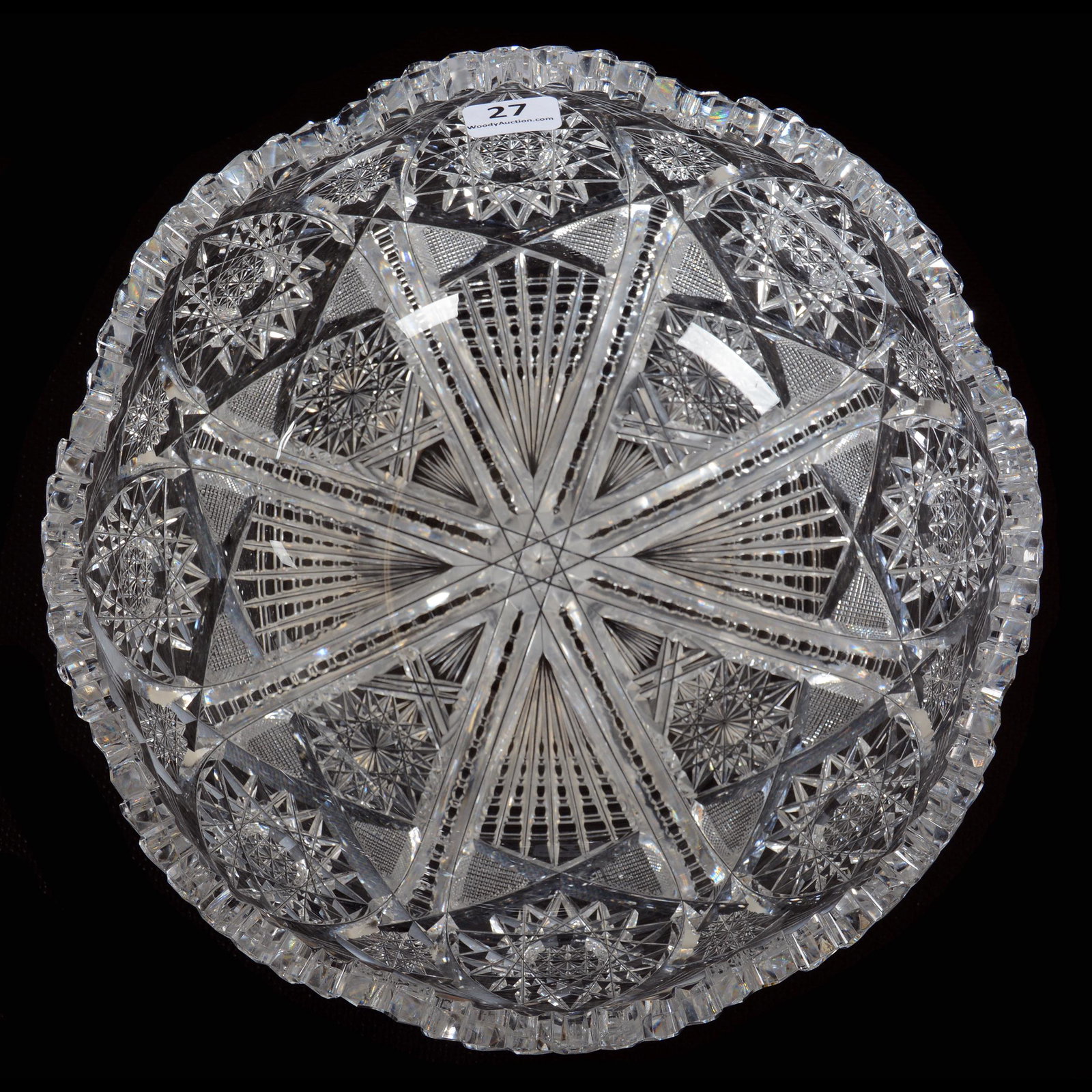 Bowl, ABCG, Estelle Pattern By Pairpoint: Bowl, American Brilliant Cut Glass, Estelle Pattern By Pairpoint, 3.75" x 8.75", Private Collection, KS.