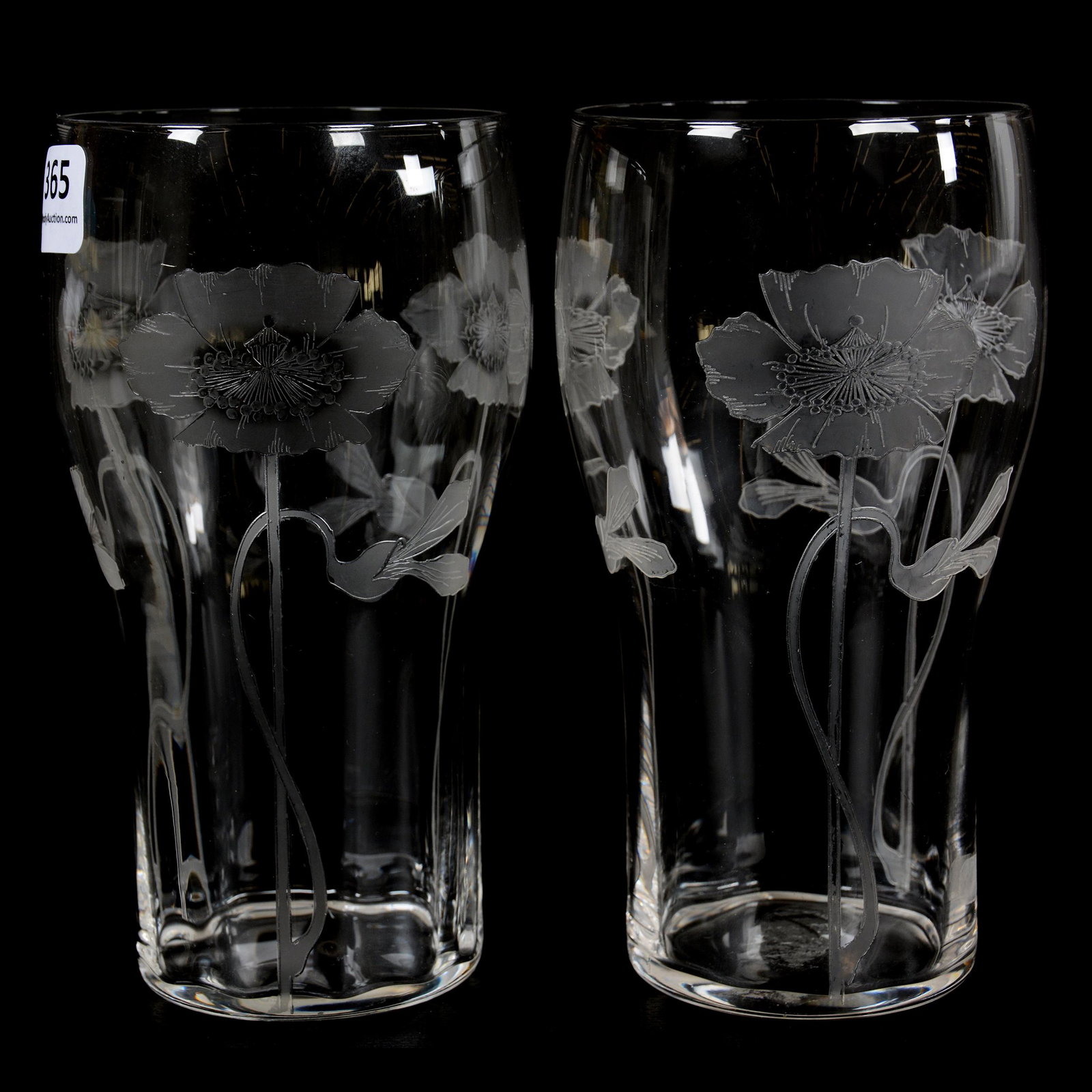 (2) Tall Ales, ABCG, Kalana Poppy By Dorflinger: (2) Tall Ales, American Brilliant Cut Glass, Kalana Poppy By Dorflinger, 6" x 3.25", Private Collection, KS.