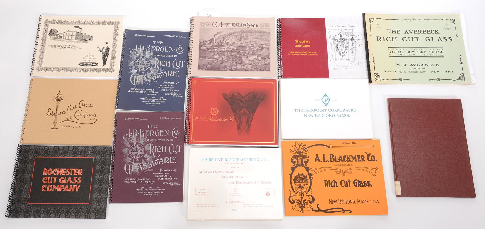 (12) American Brilliant Cut Glass Catalog Reprints: (12) American Brilliant Cut Glass Catalog Reprints, (1) C. Dorflinger & Sons, ACGA 1997, (1) H.P. Sinclaire & Co, ACGA 2008, (1) Sinclaire's Stemware, ACGA 2010, (1) Pairpoint Corporation, ACGA, (1) P