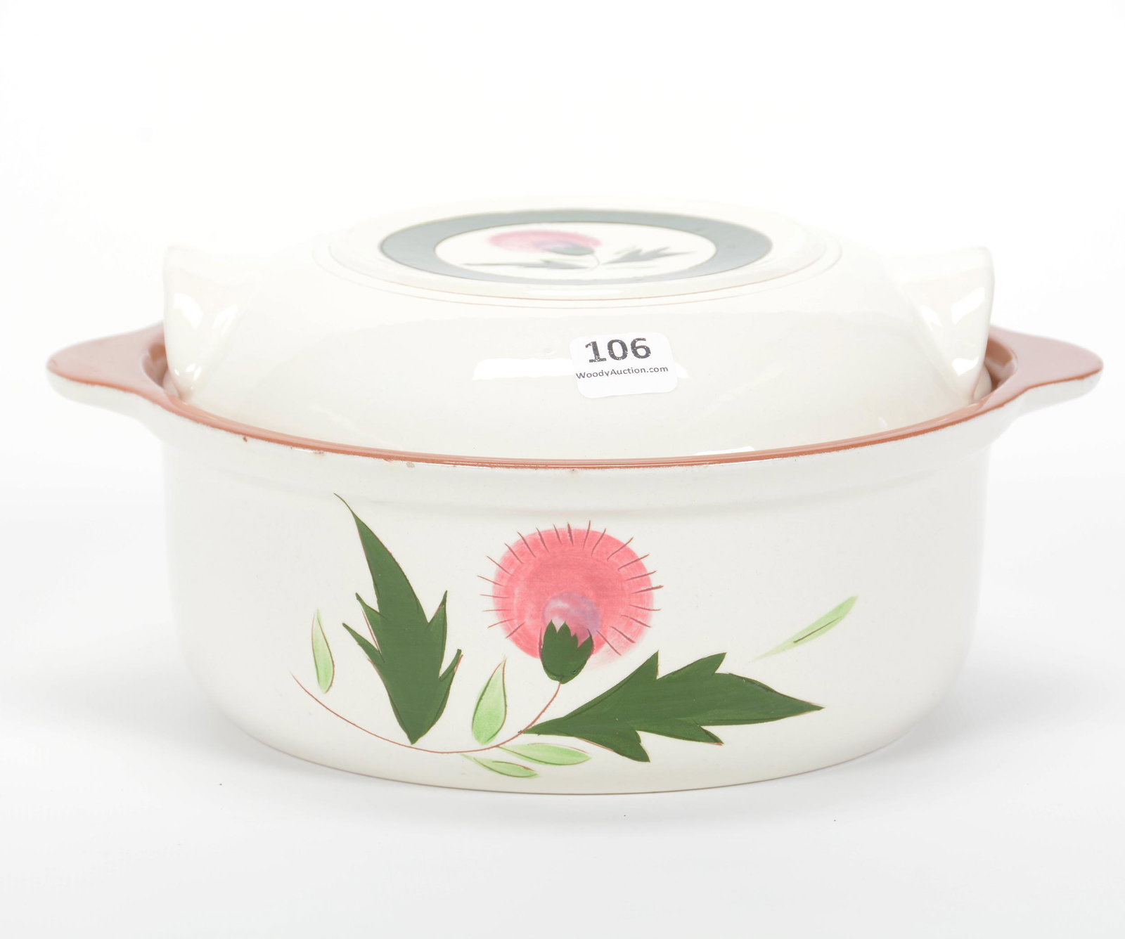 Covered Casserole Marked Stangl Pottery Thistle: Covered Casserole Marked Stangl Pottery Thistle, 4.25" x 9.5", Private Estate Collection, TX