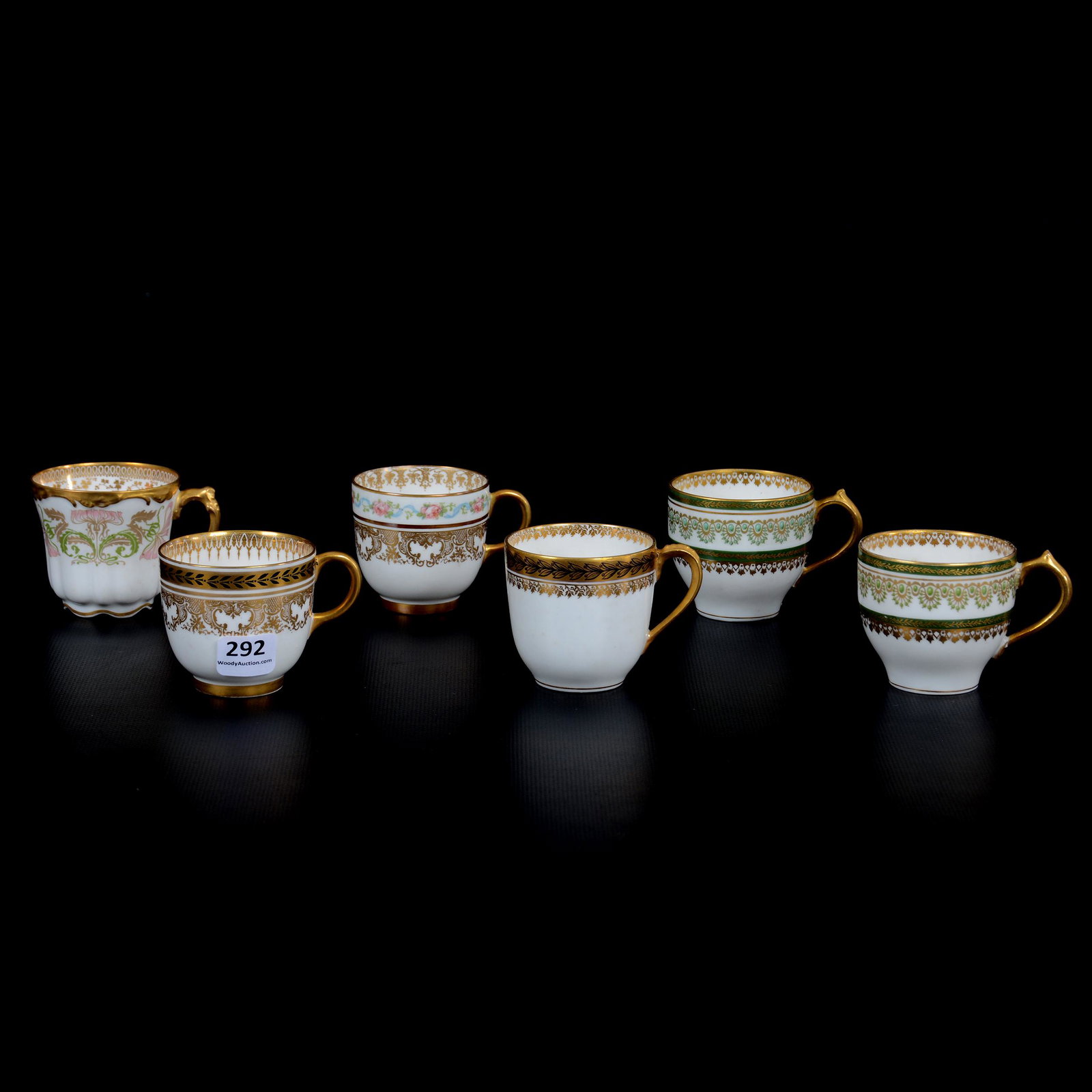 (6) Demitasse Cups Marked Limoges: (6) Demitasse Cups Marked Limoges, 2", (2) Pairs That Match, (2) Individual Cups, Private Estate Collection, TX