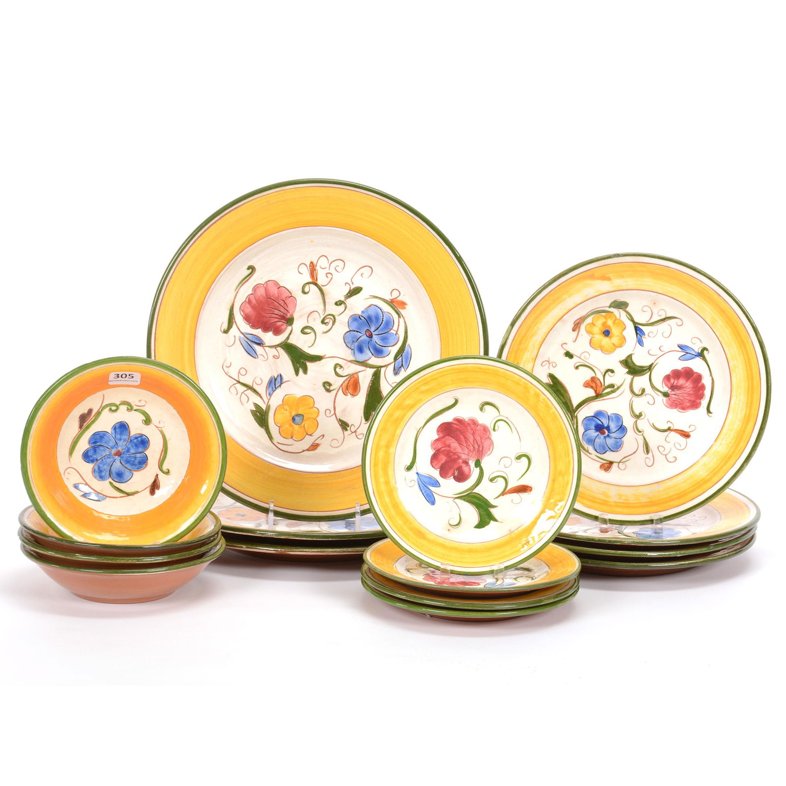 (15) Stangl Della-Ware Items, Laurita Pattern: (15) Stangl Della-Ware Items, Laurita Pattern, (3) 10.25" Plates, (4) 8" Plates, (4) 6.25" Plates, (4) 5.75" Bowls, Private Estate Collection, TX