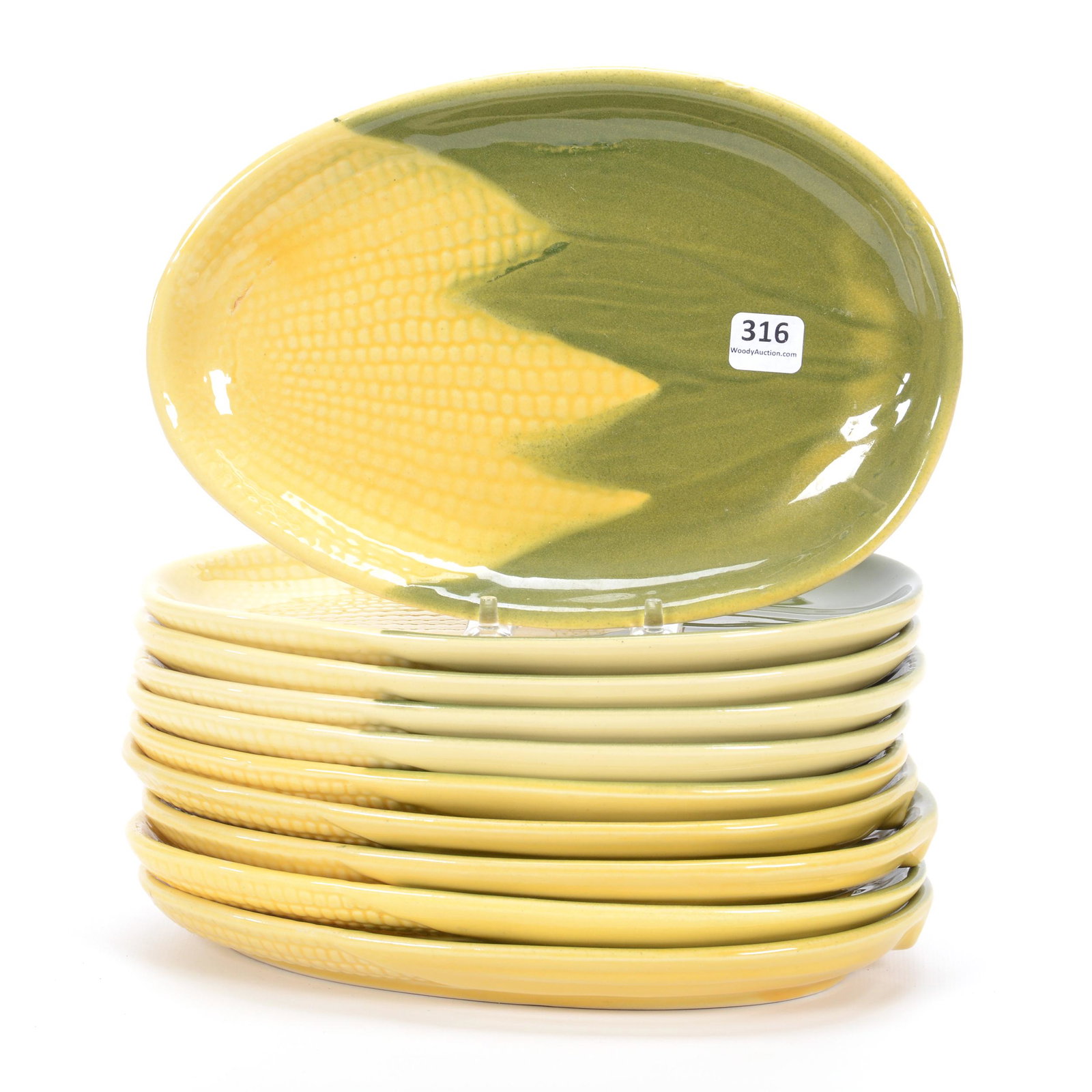 (10) Luncheon Plates, Shawnee Pottery Corn King: (10) Luncheon Plates, Shawnee Pottery Corn King, 9.75" x 6.75", #68, Private Estate Collection, TX