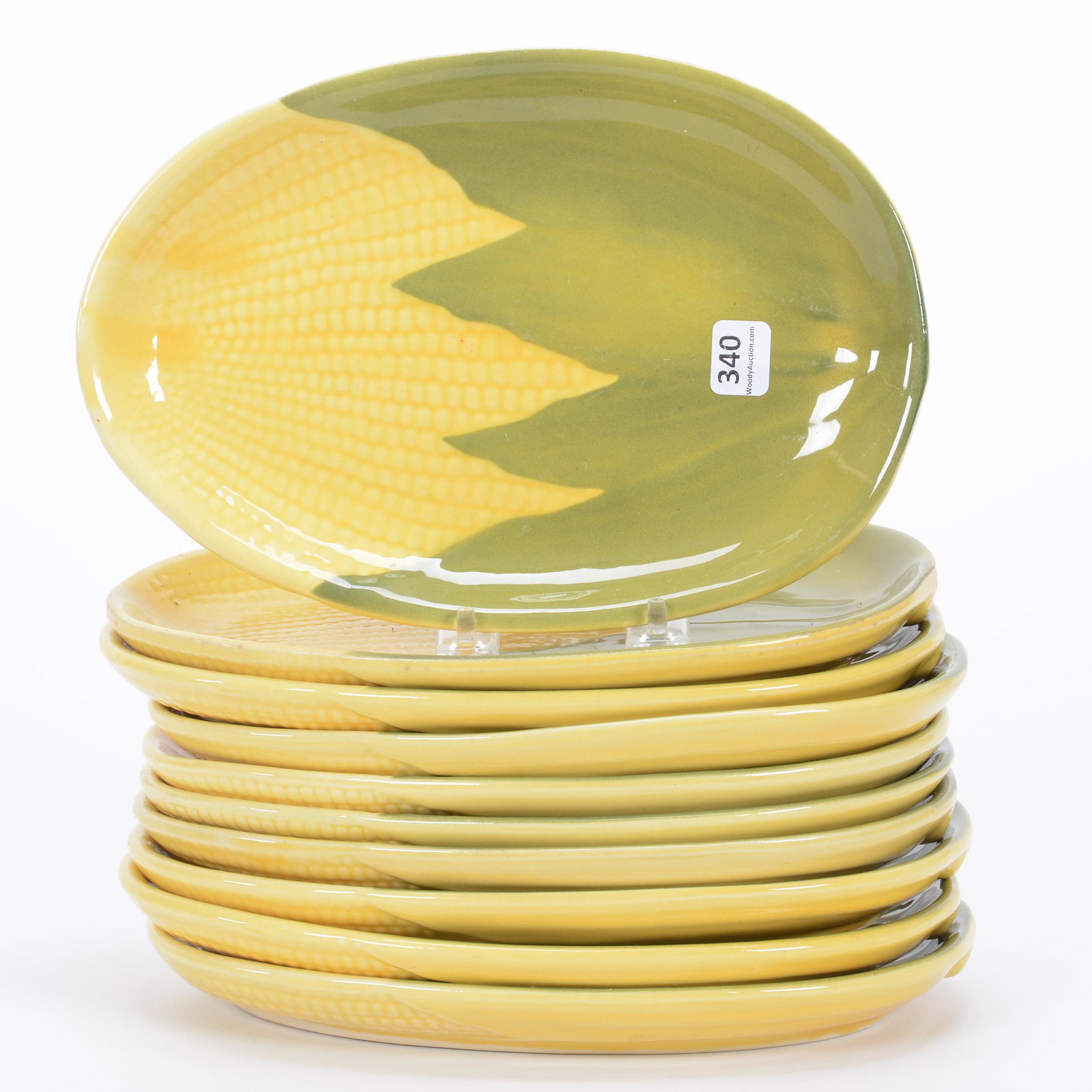 (10) Luncheon Plates, Shawnee Pottery Corn King: (10) Luncheon Plates, Shawnee Pottery Corn King, 10" x 7", #68, Private Estate Collection, TX