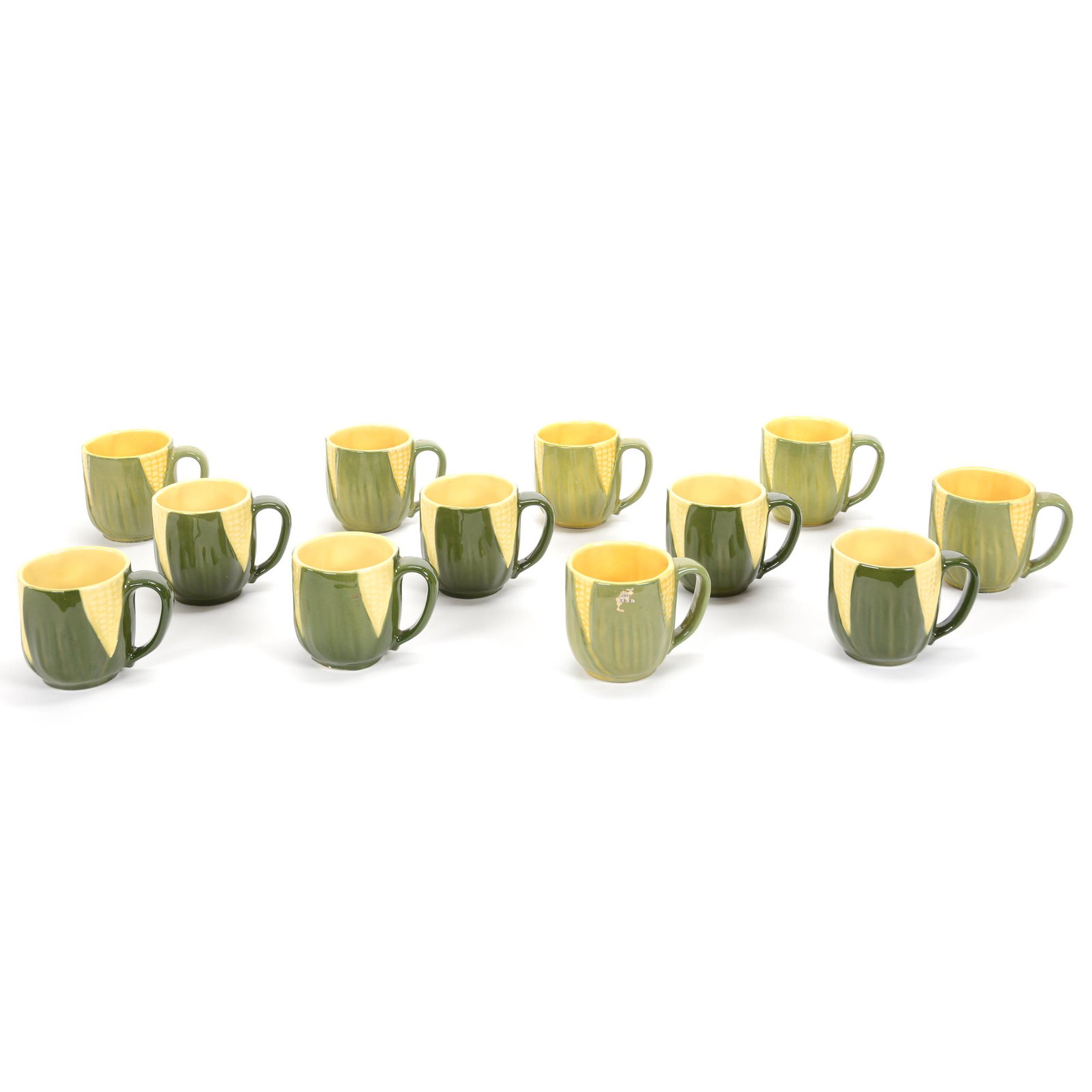 (12) Mugs, Shawnee Pottery Corn King: (12) Mugs, Shawnee Pottery Corn King, 3.5", #69, Private Estate Collection, TX