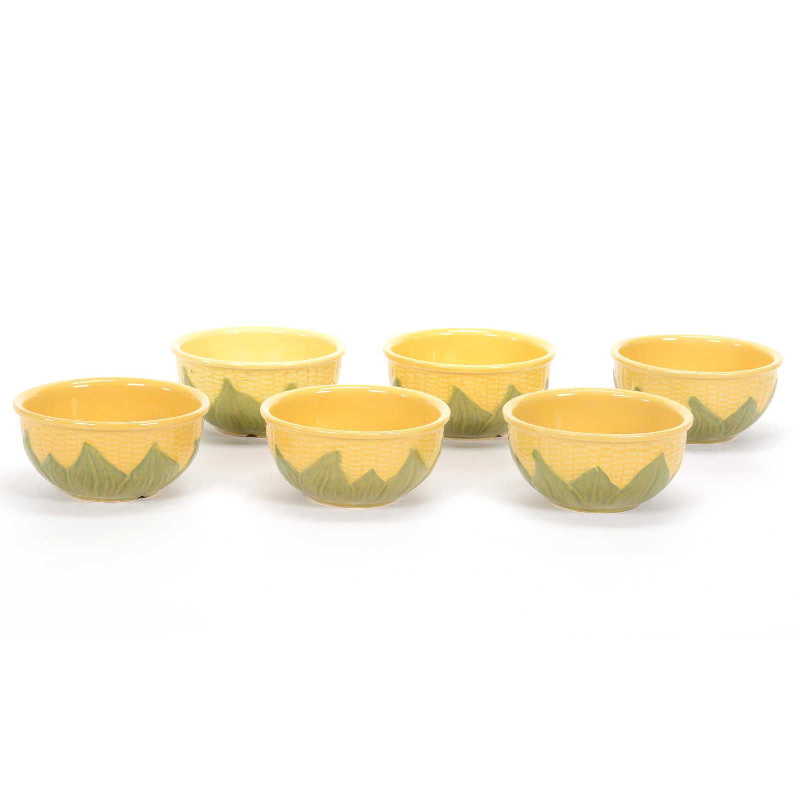 (6) Bowls, Shawnee Pottery Corn King: (6) Bowls, Shawnee Pottery Corn King, 3" x 6.25", #6, Private Estate Collection, TX