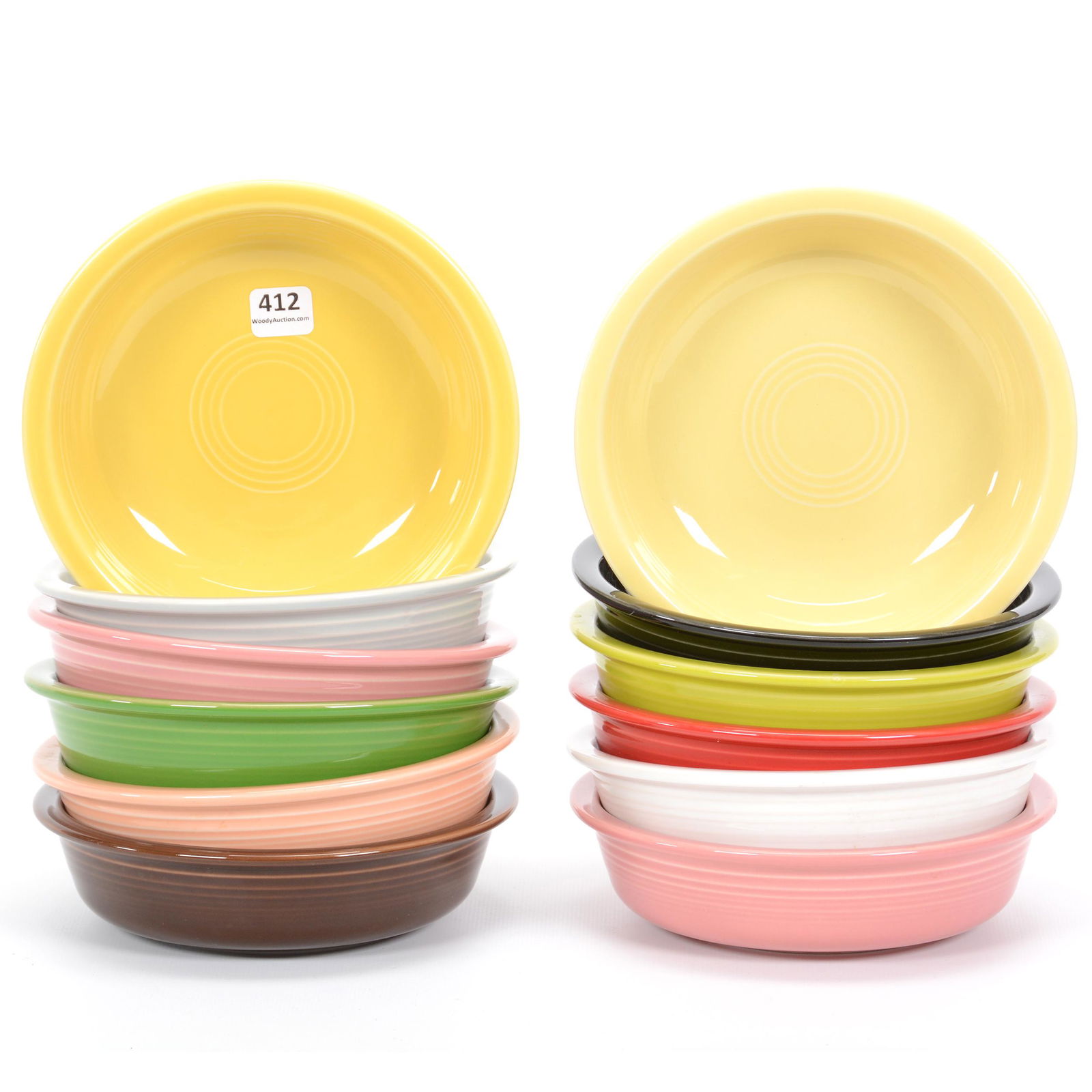 (12) Post-1986 Fiestaware Pottery Cereal Bowls: (12) Post-1986 Fiestaware Pottery Cereal Bowls, 2" x 7", Private Collection, KS