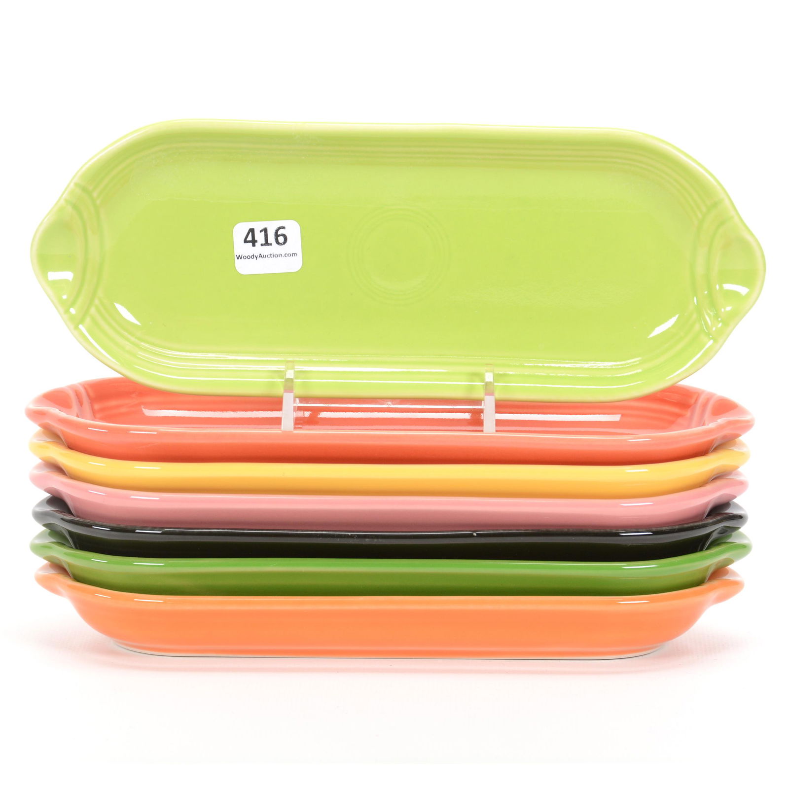 (7) Post-1986 Fiestaware Relishes: (7) Post-1986 Fiestaware Relishes, 9.5" x 3.5", Each A Different Color, Private Collection, KS