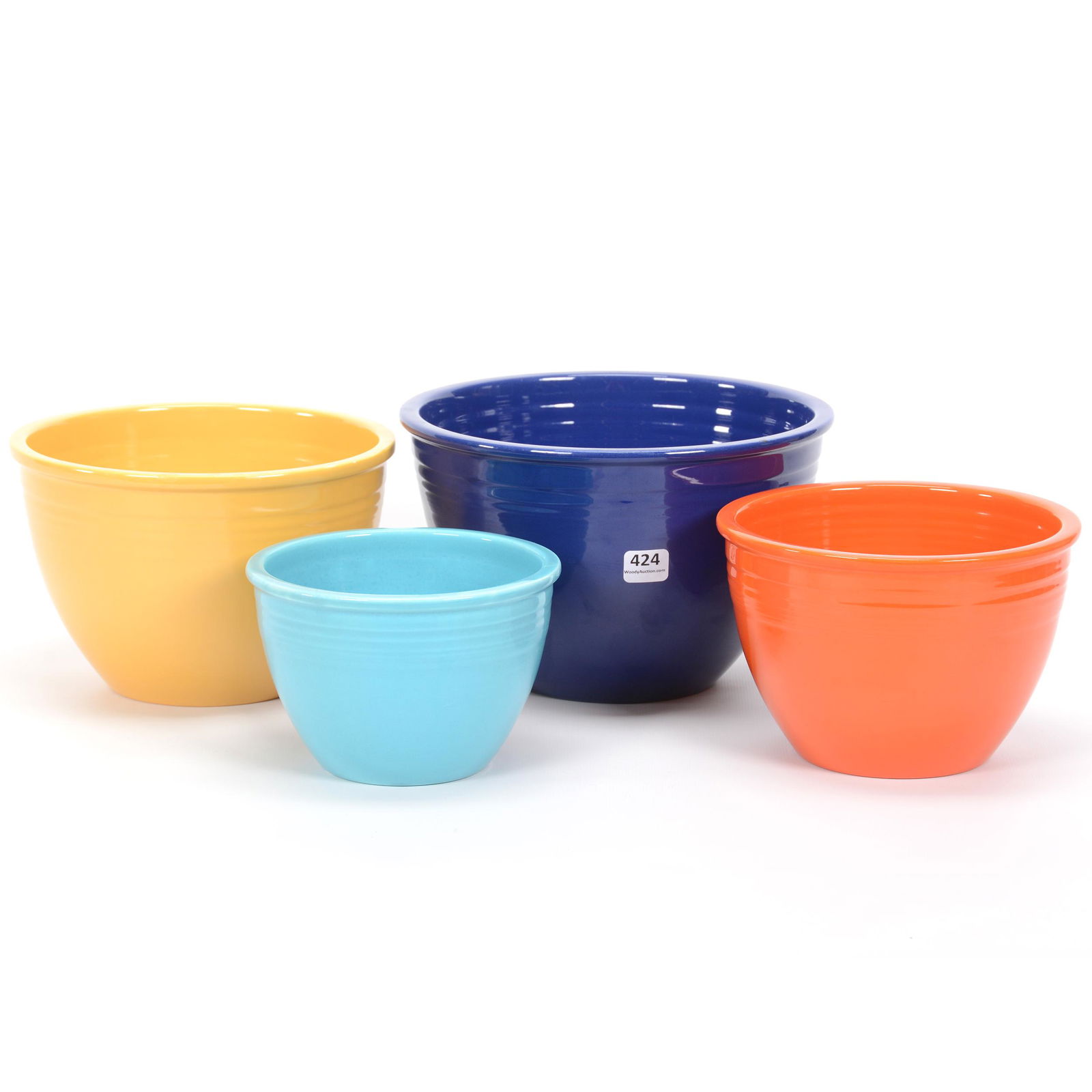 (4) Stackable Post-1986 Fiestaware Bowls: (4) Stackable Post-1986 Fiestaware Bowls, (1) 5.5" x 8.5", (1) 5" x 7.5", (1) 4.5" x 6.75", (1) 4" x 5.75", Private Collection, KS