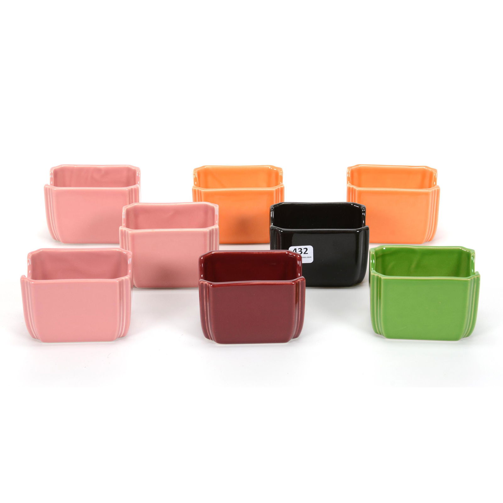 (8) Post-1986 Sugar Packet Caddies, Fiestaware: (8) Post-1986 Sugar Packet Caddies, Fiestaware, 2.5" x 3.5", Private Collection, KS