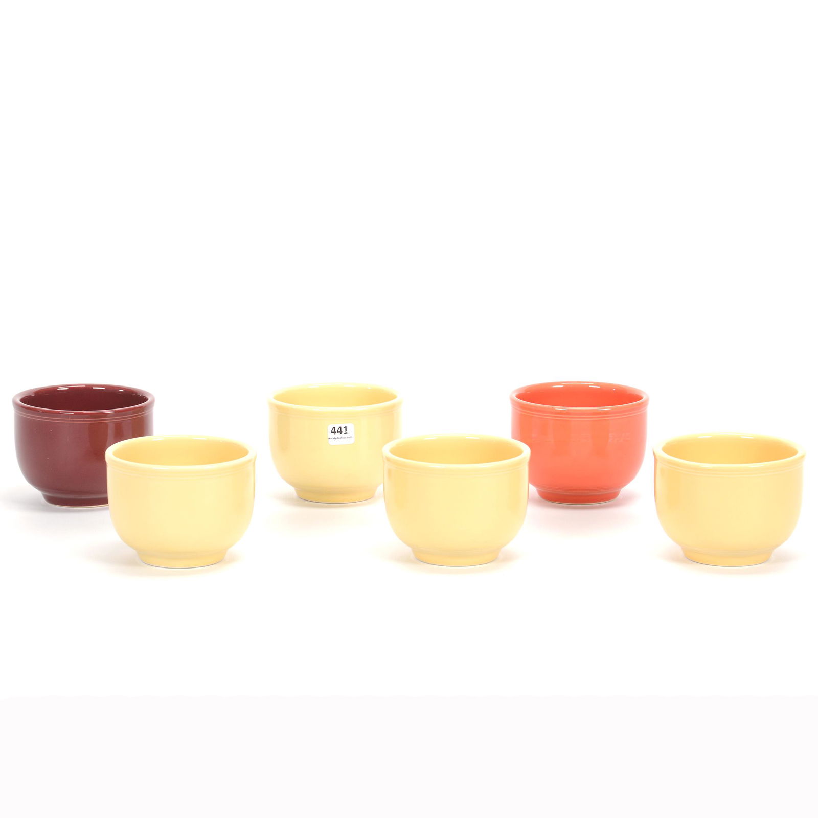 (6) Bowls, Post-1986 Fiestaware: (6) Bowls, Post-1986 Fiestaware, 3.5" x 4.5", Marked Homer Laughlin China, Private Collection, KS