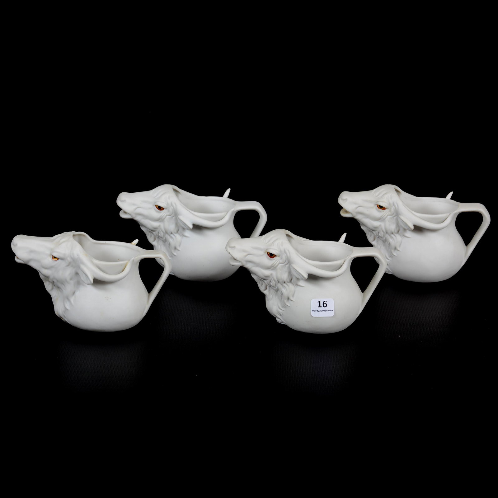 (4) Royal Bayreuth Parian Bisque Water Buffalo,: (4) Royal Bayreuth Parian Bisque Water Buffalo, 3.75", Painted Eyes, One Has Blue Mark, Others Not Marked, Private Midwest Collection