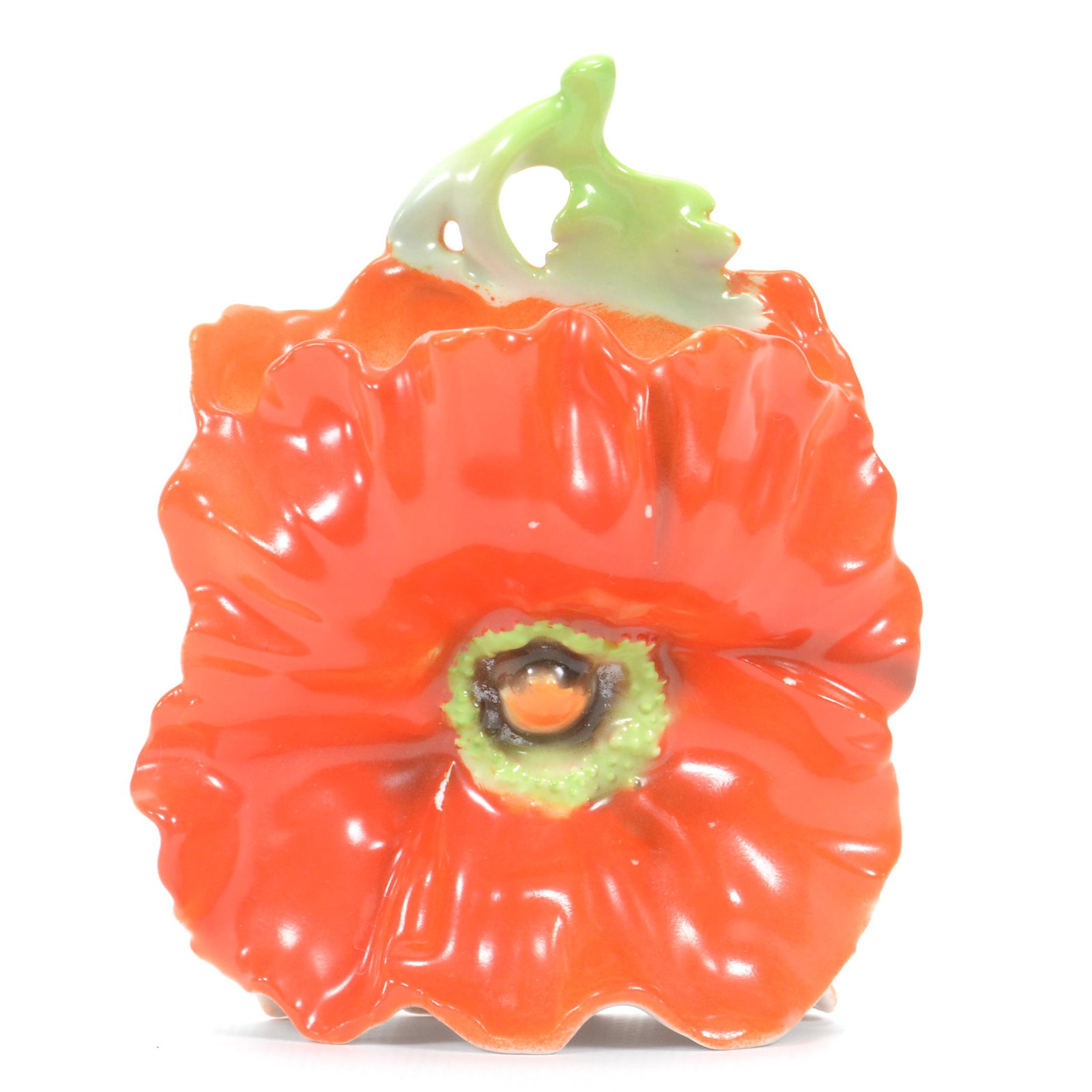 Wall Pocket, Unmarked Royal Bayreuth, Red Poppy: Wall Pocket, Unmarked Royal Bayreuth, Red Poppy, 4.75" x 3.75", Private Midwest Collection