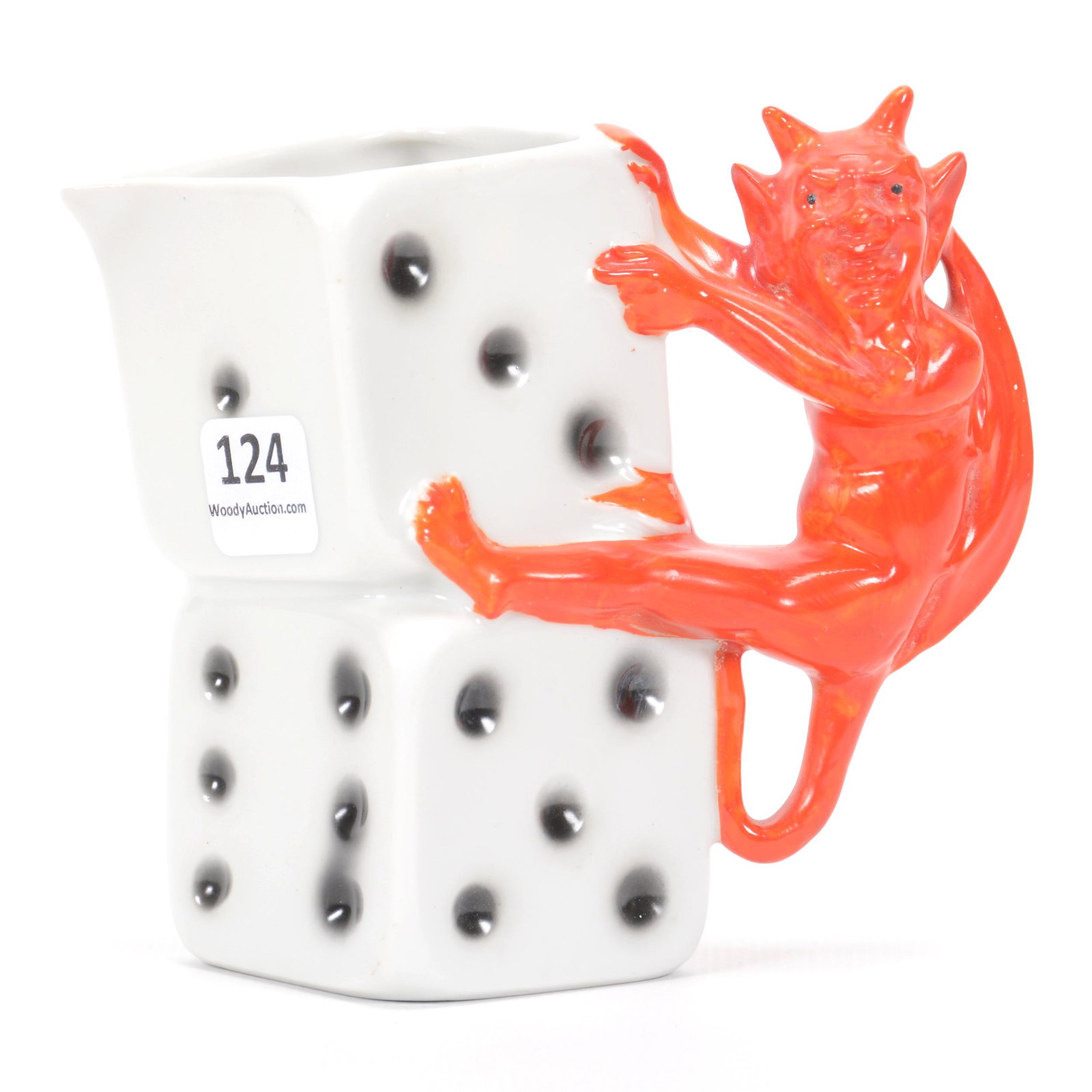 Creamer, Devil & Dice, Marked "MVC Germany": Creamer, Devil & Dice, Marked "MVC Germany", 4", Rare, Private Midwest Collection