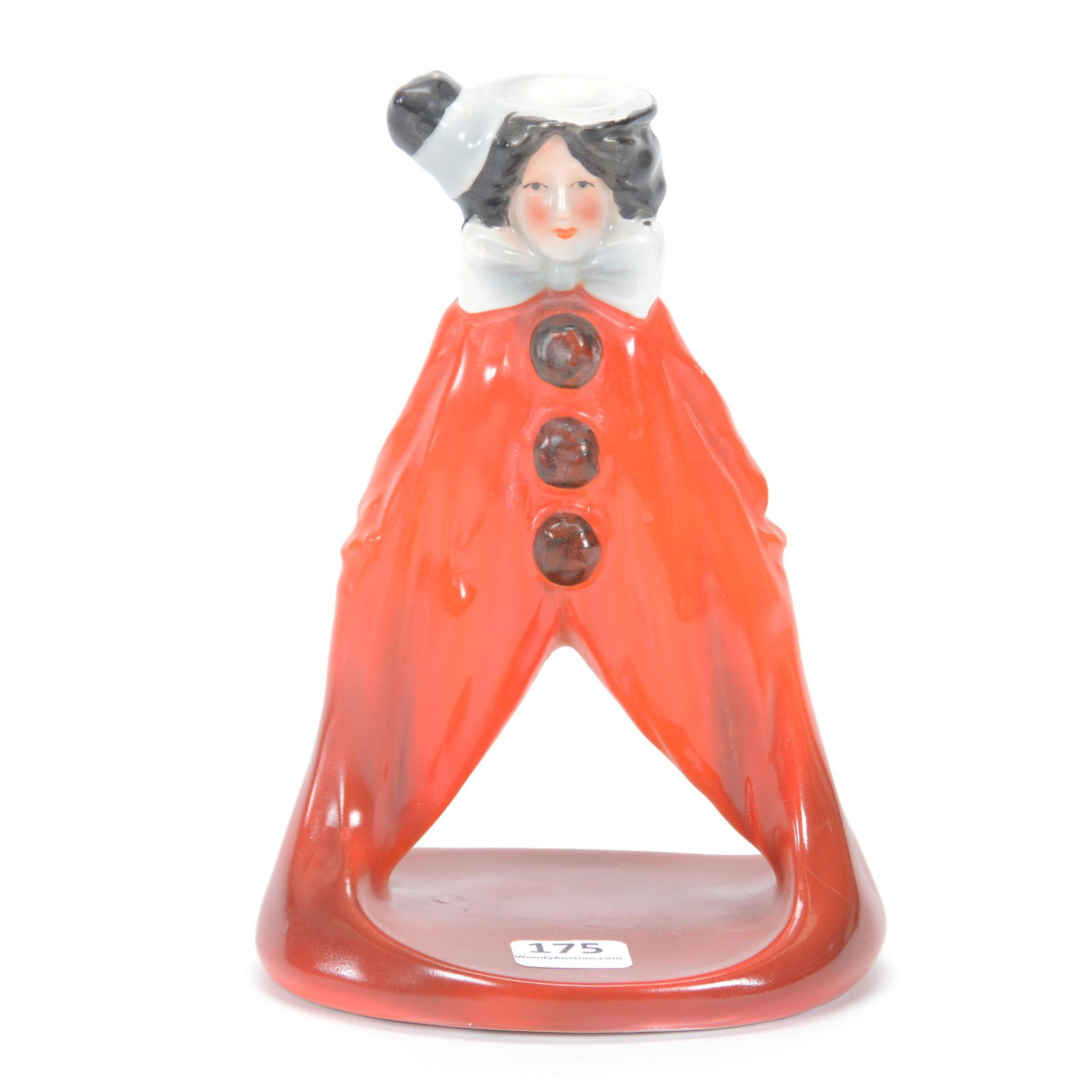 Candlestick Marked Royal Bayreuth Red Female Clown: Candlestick Marked Royal Bayreuth Red Female Clown, 7", Blue Mark, Private Midwest Collection