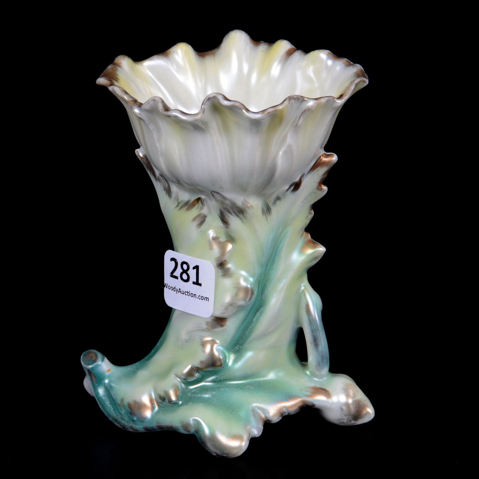 Hatpin Holder Marked Royal Bayreuth Poppy: Hatpin Holder Marked Royal Bayreuth Poppy, 4.5", Blue Mark, White, Yellow And Green Satin Finish, Private Midwest Collection