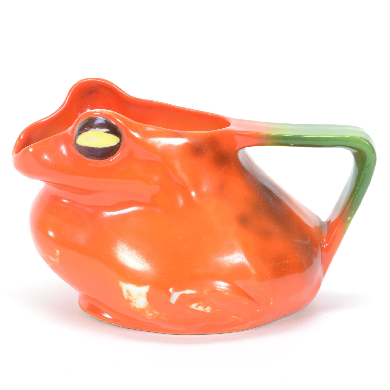 Water Pitcher Marked Royal Bayreuth Red Frog: Water Pitcher Marked Royal Bayreuth Red Frog, 4.75", Blue Mark, Some Rubbed Finish, Private Midwest Collection