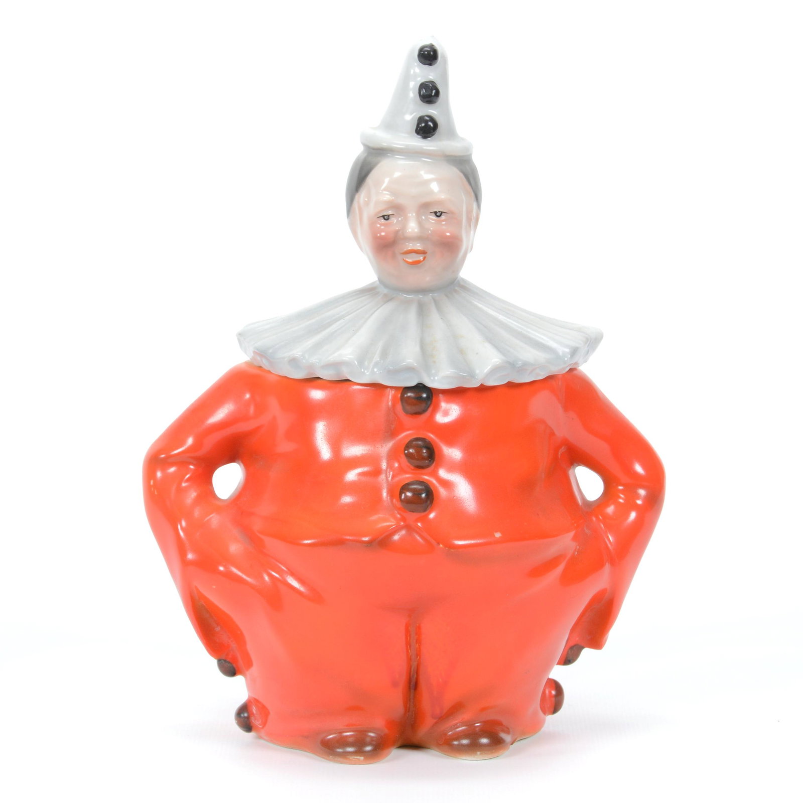 Humidor Marked Royal Bayreuth Red Clown: Humidor Marked Royal Bayreuth Red Clown, 9", Blue Mark, Private Midwest Collection