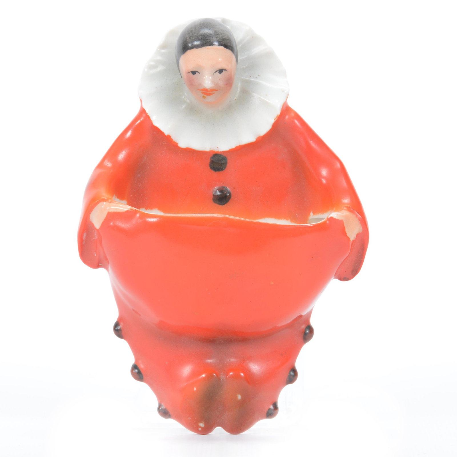 Match Holder Marked Royal Bayreuth Red Clown: Match Holder Marked Royal Bayreuth Red Clown, 5.25" x 3.75", Blue Mark, Wall Hanging, Some Surface Nicks Near Nail Hole, Private Midwest Collection