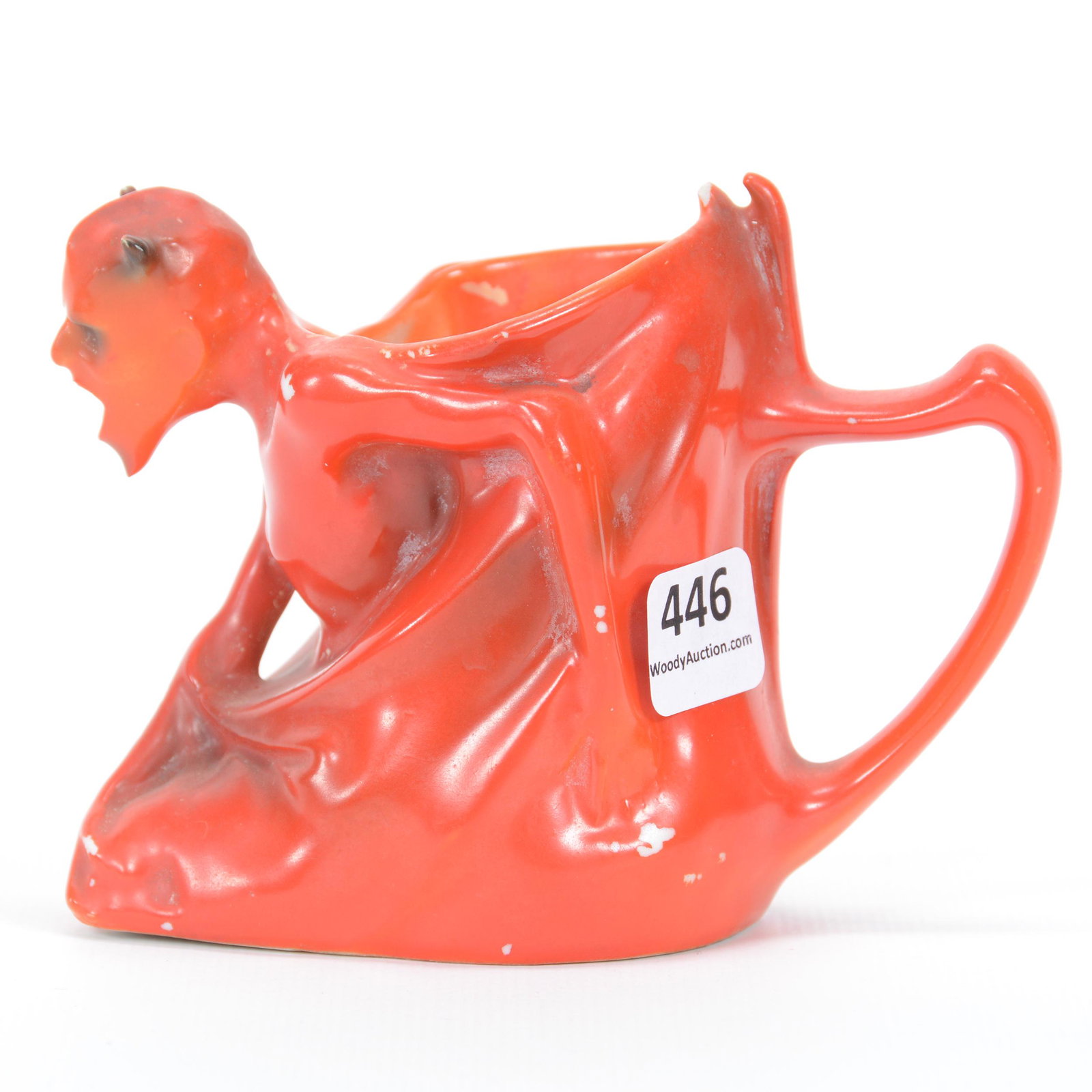 Creamer Marked Royal Bayreuth Red Devil: Creamer Marked Royal Bayreuth Red Devil, 3.75", Blue Mark, One Wing Tip Has Small Chip, Private Midwest Collection