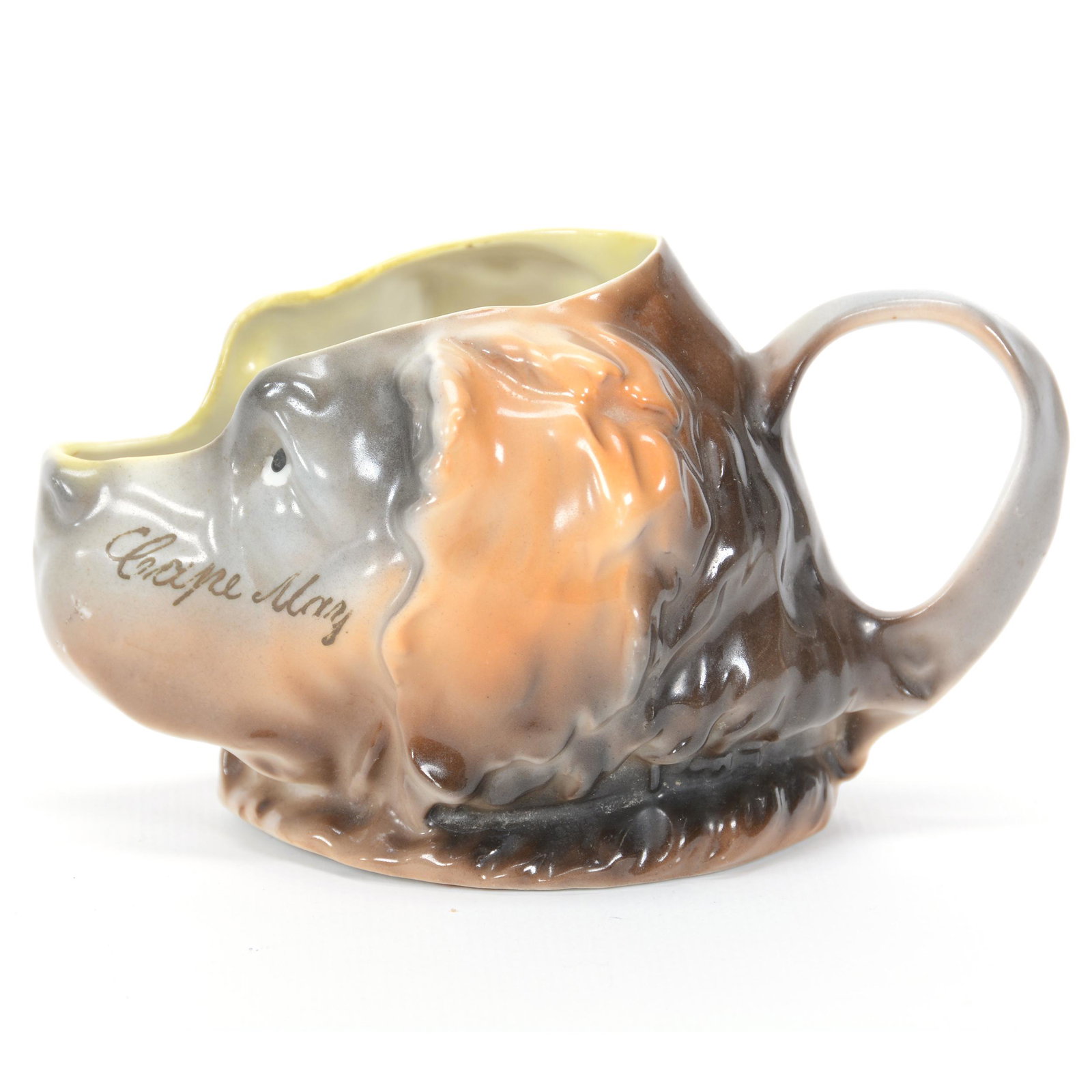 Creamer Marked Royal Bayreuth St. Bernard: Creamer Marked Royal Bayreuth St. Bernard, 3.25", Souvenir Of "Cape May", Private Midwest Collection