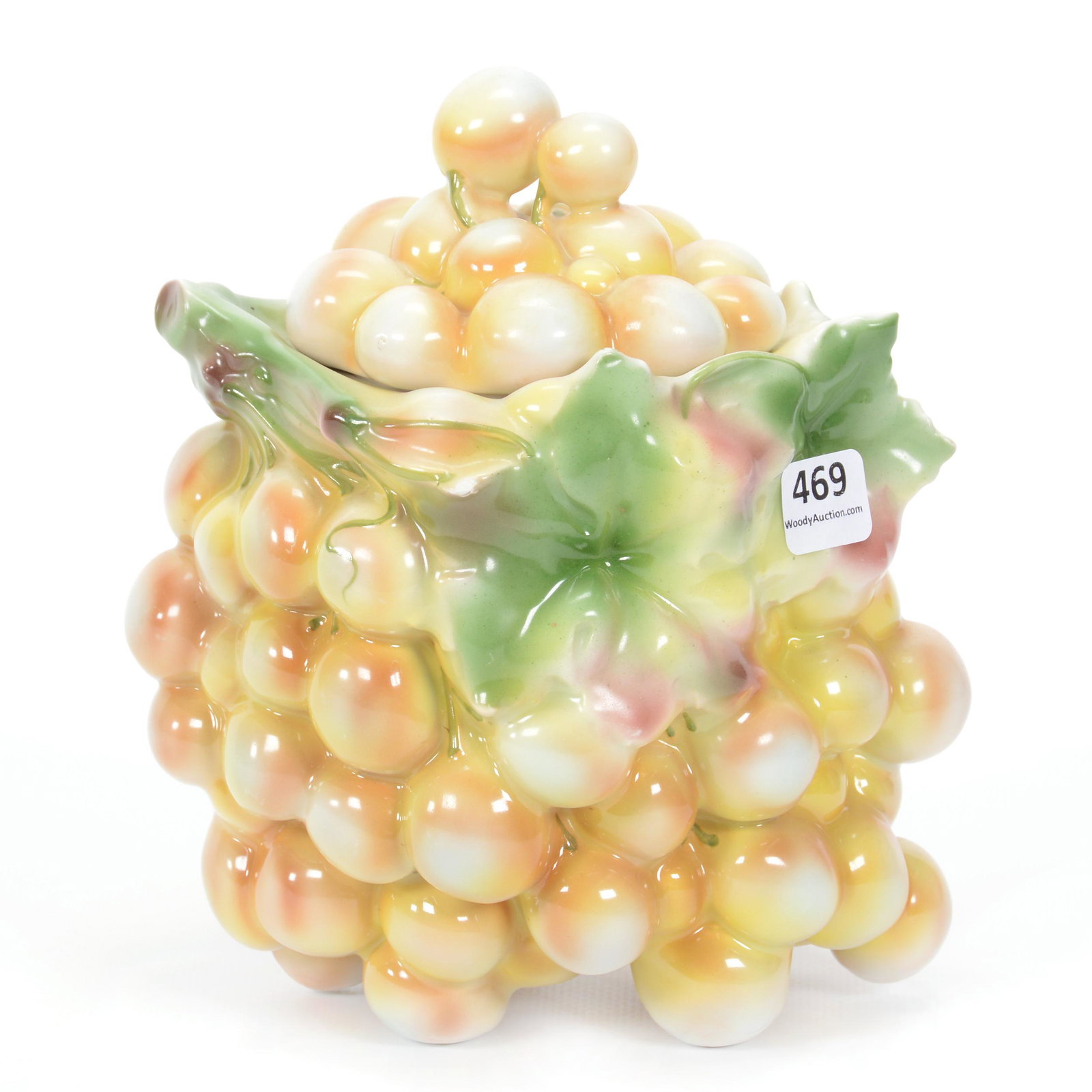 Cracker Jar Unmarked Royal Bayreuth Yellow Grape: Cracker Jar Unmarked Royal Bayreuth Yellow Grape, 7.25", Private Midwest Collection