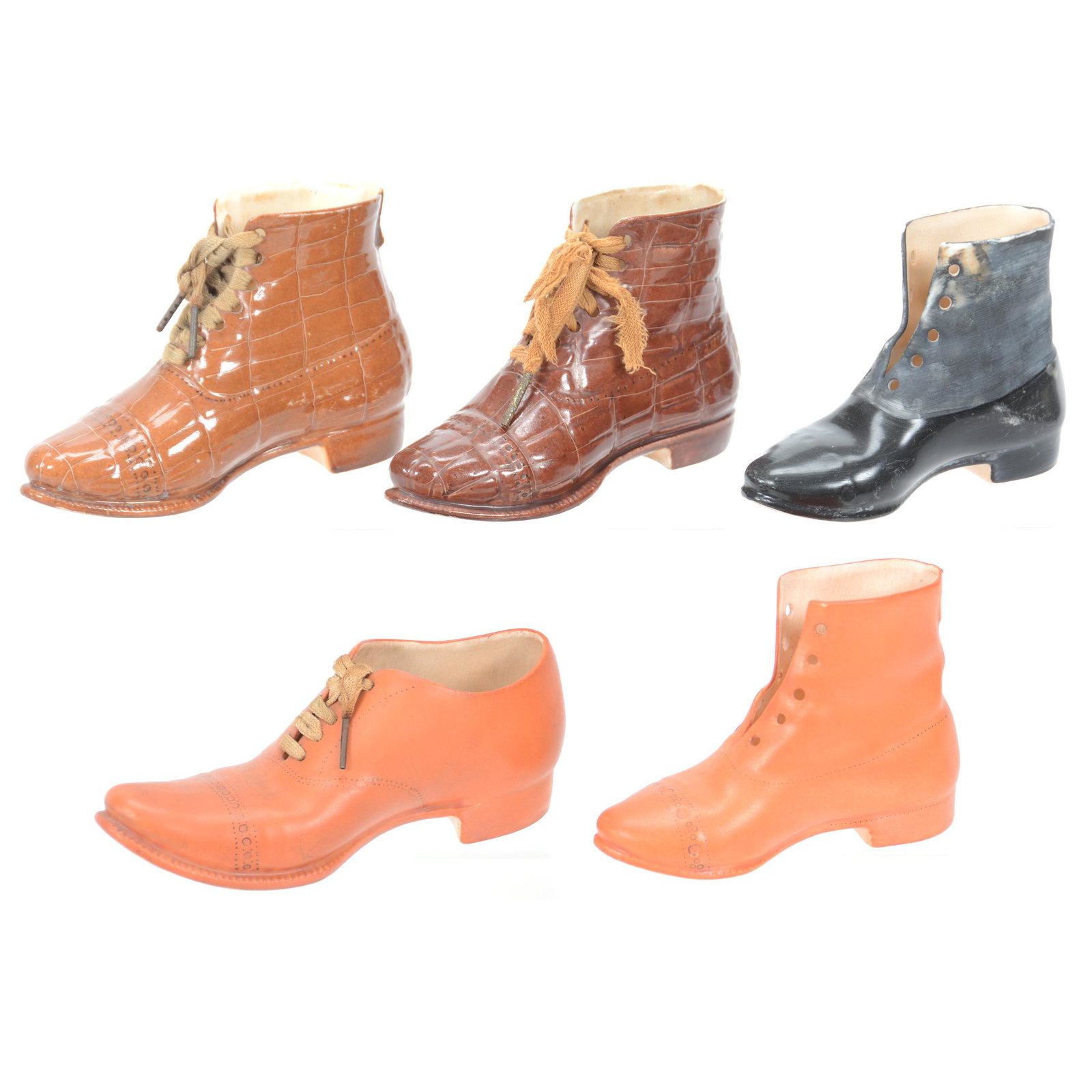 (5) Shoes & Boots Unmarked Royal Bayreuth: (5) Shoes & Boots Unmarked Royal Bayreuth, See Photos For Details, Private Midwest Collection