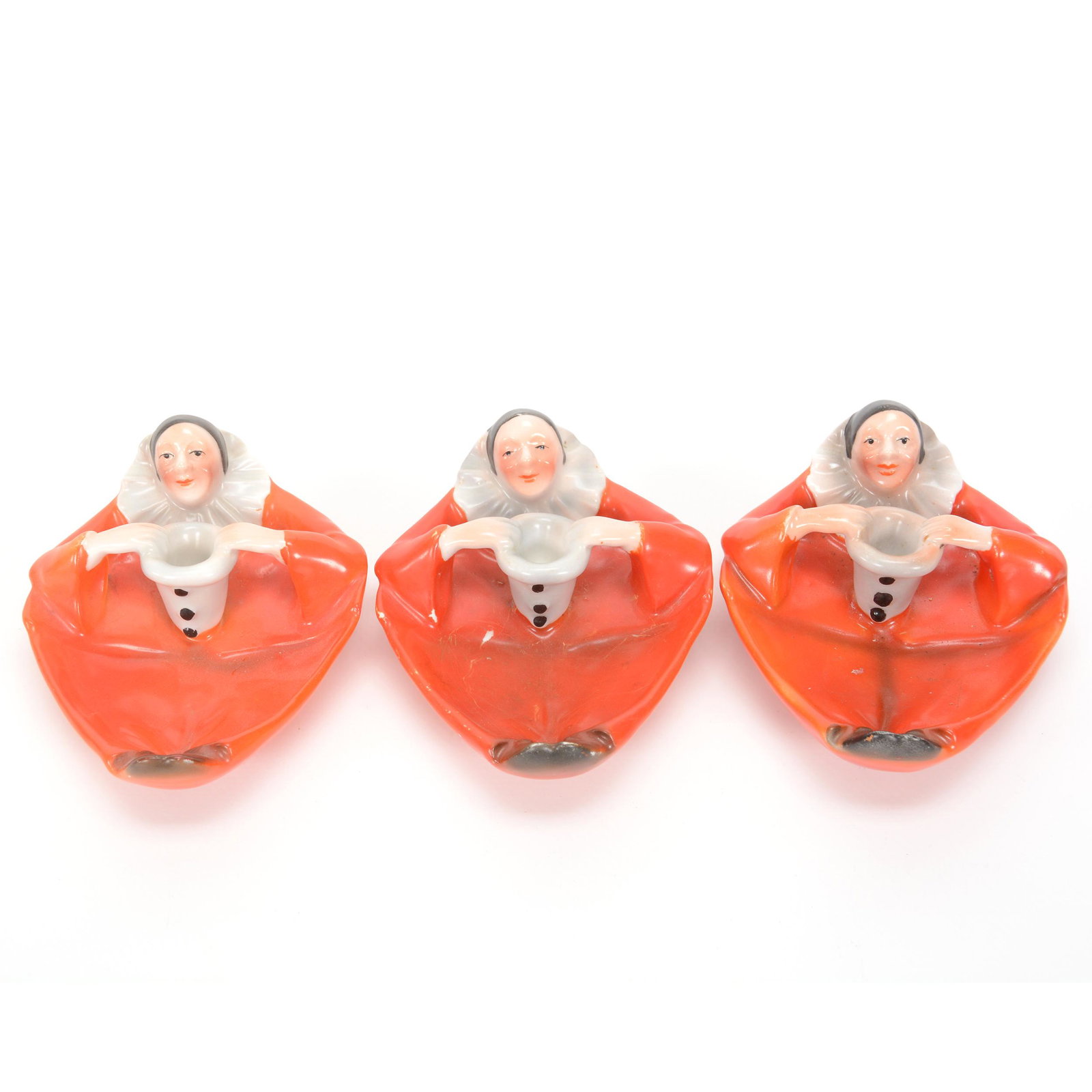 (3) Ash Trays Marked Royal Bayreuth Red Clown: (3) Ash Trays Marked Royal Bayreuth Red Clown, 4.5", Blue, Private Midwest Collection