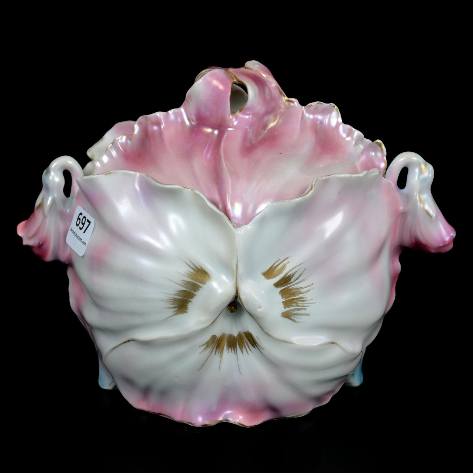 Cracker Jar Marked Royal Bayreuth Pansy: Cracker Jar Marked Royal Bayreuth Pansy, 5.75", Blue Mark, Lavender And White Satin Finish, Private Midwest Collection