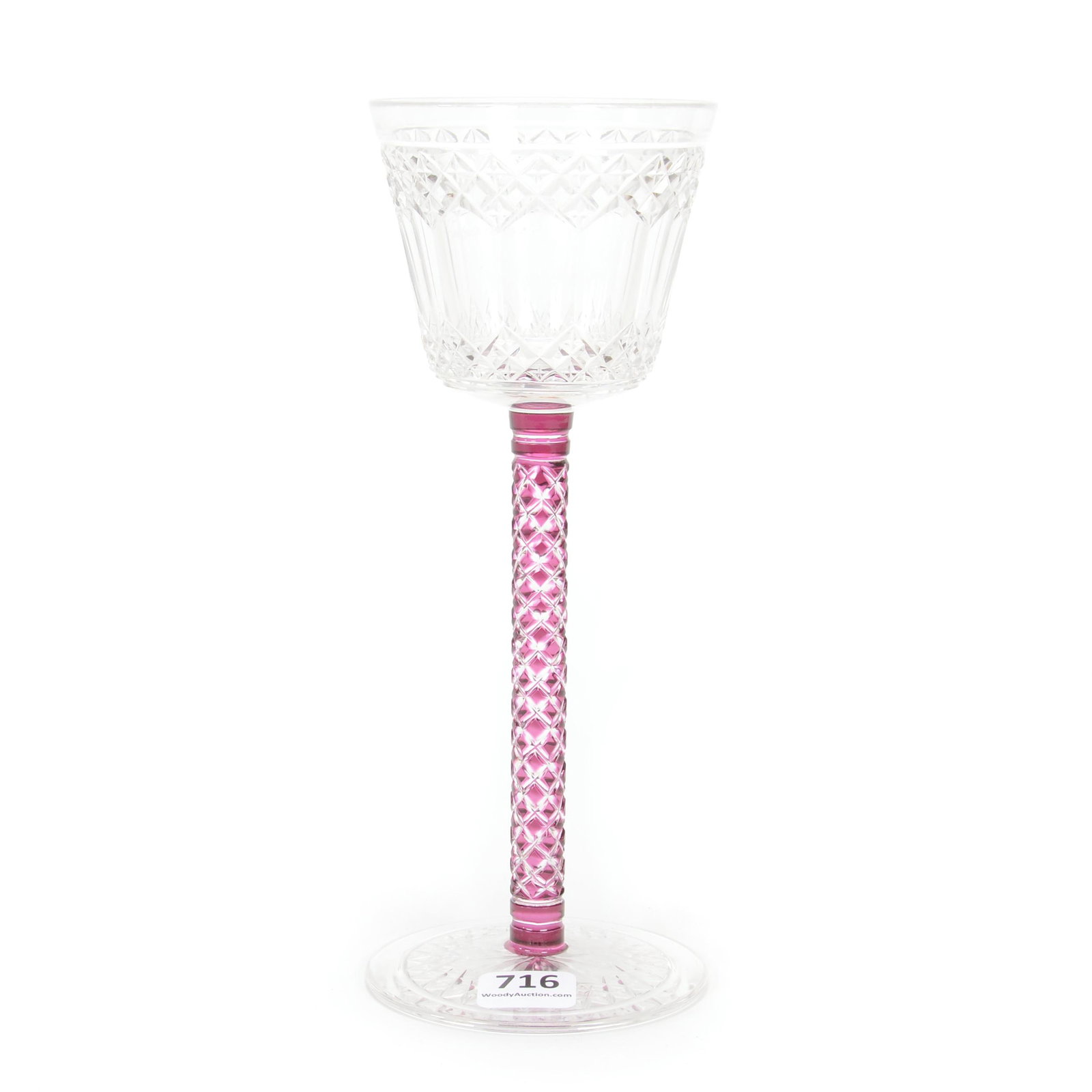 Wine Stem Possibly Baccarat: Wine Stem Possibly Baccarat, 8", Clear Bowl And Foot With Diamond Cut Design, Diamond Cut Stem Is Amethyst Cut To Clear, Gary Baldwin Collection