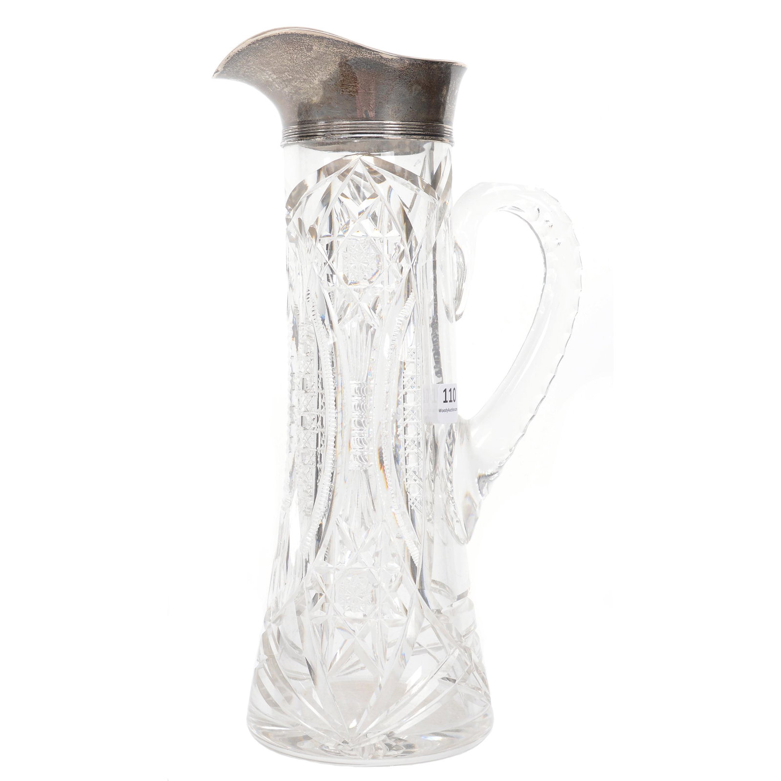 Tankard, ABCG, Gorham #1449 Sterling Rim: Tankard, ABCG, Gorham #1449 Sterling Rim, 12.25", Hobstar, Vesica, Cane, Zipper And Fan Motif, Double Notched Handle, Ray Cut Base, Nebraska Collection Of Ron & Pam Blessing