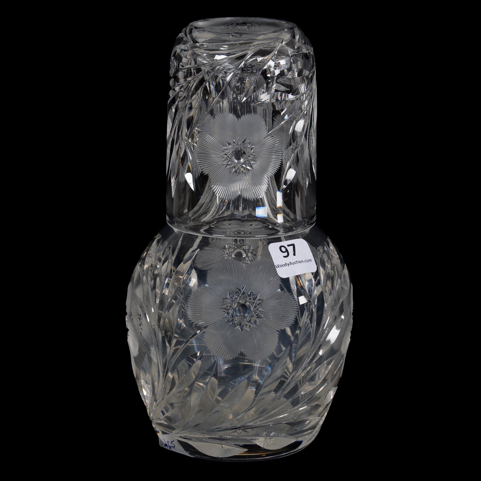 Tumble-Up, ABCG: Tumble-Up, ABCG, 7.75" X 4", Engraved Floral Pattern With Hobstar Flower Centers, Pattern Cut Base, Great Example, Mike and Anita Byrne Collection