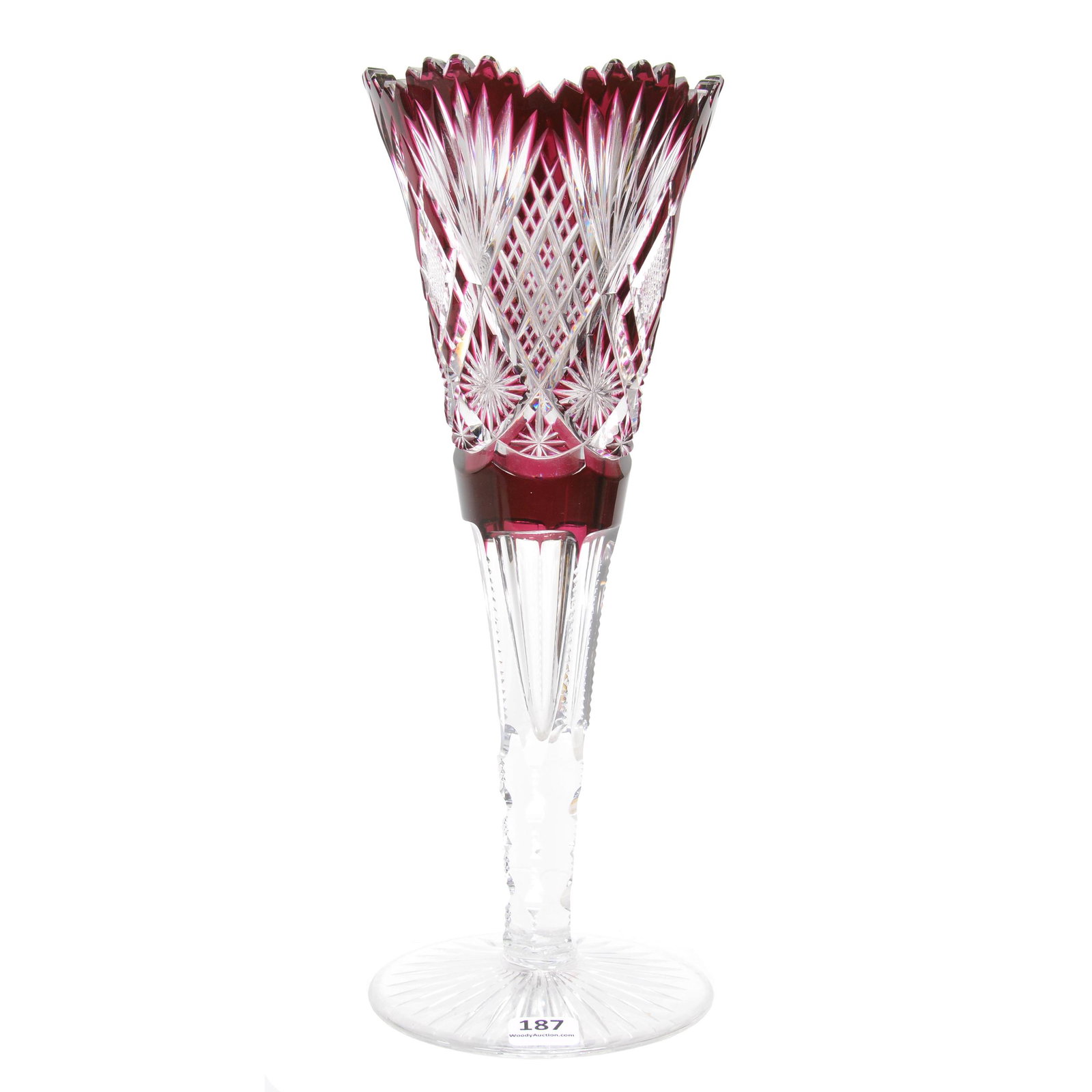 Trumpet Vase, BPCG, Deep Amethyst To Clear: Trumpet Vase, BPCG, Deep Amethyst To Clear, 12", Val St. Lambert, Design #2900/17, Circa 1908, Private Collection